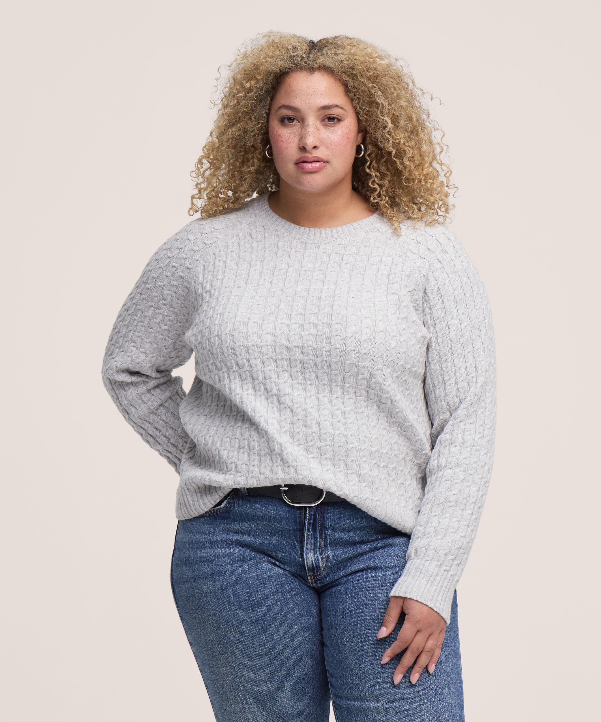 Denver Hayes Women's Long Sleeve Micro Cable Crewneck Sweater