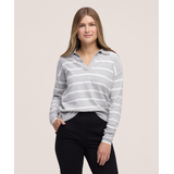 Denver Hayes Women's Long Sleeve Johnny Collar Stripe Sweater Front_Flat