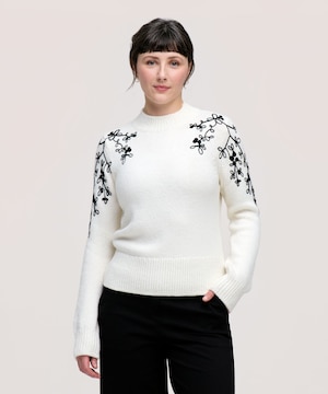 Denver Hayes Women's Long Sleeve Puff Sleeve Pointelle Sweater