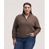 Chandail à enfiler à maille torsadée en mélange de coton avec glissière 1/4 pour femmes, WindRiver