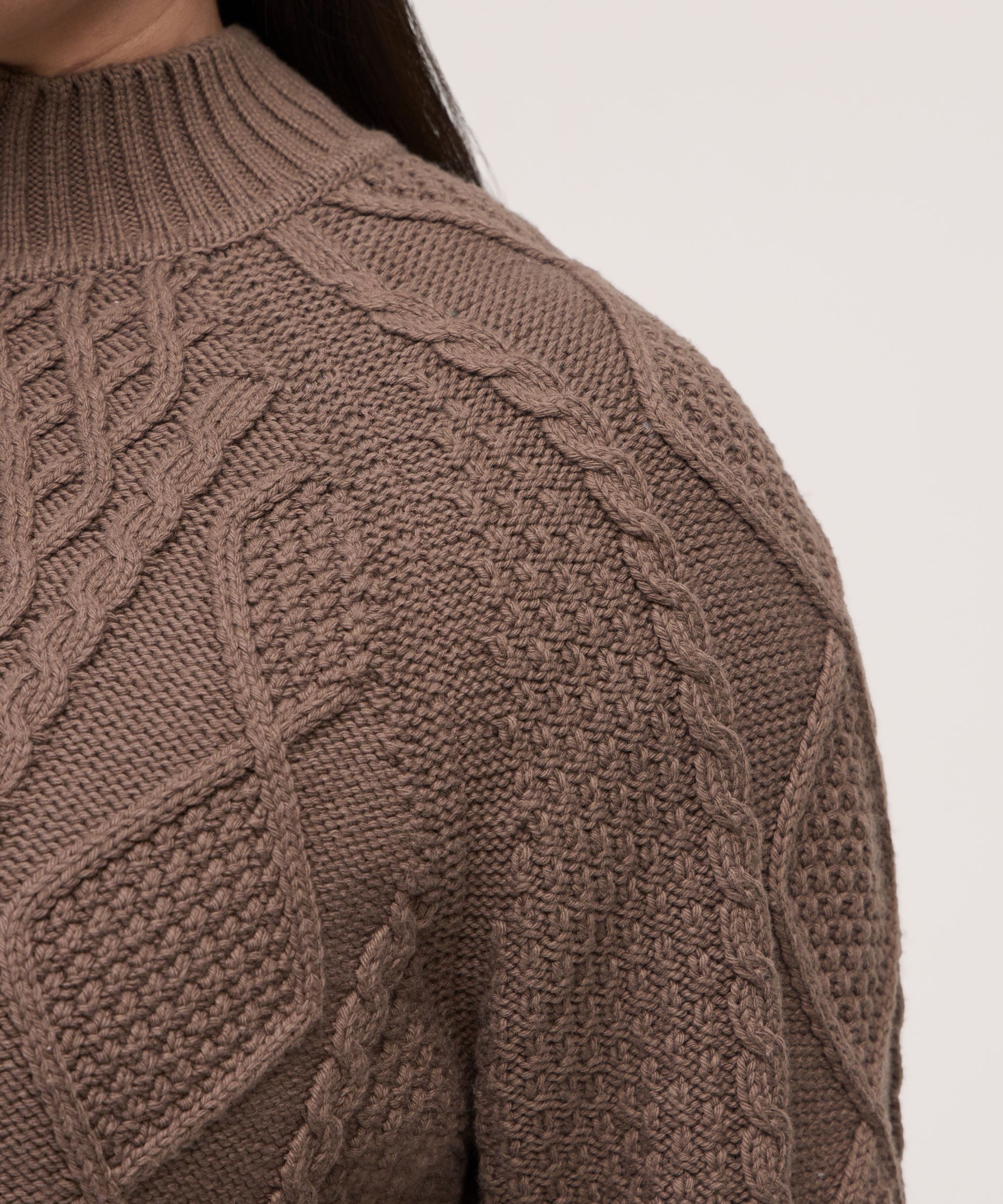 Chandail à enfiler à maille torsadée en mélange de coton avec glissière 1/4 pour femmes, WindRiver
