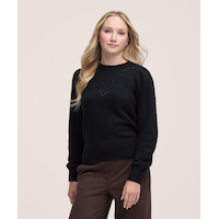 Denver Hayes Women's Long Sleeve Puff Sleeve Pointelle Sweater