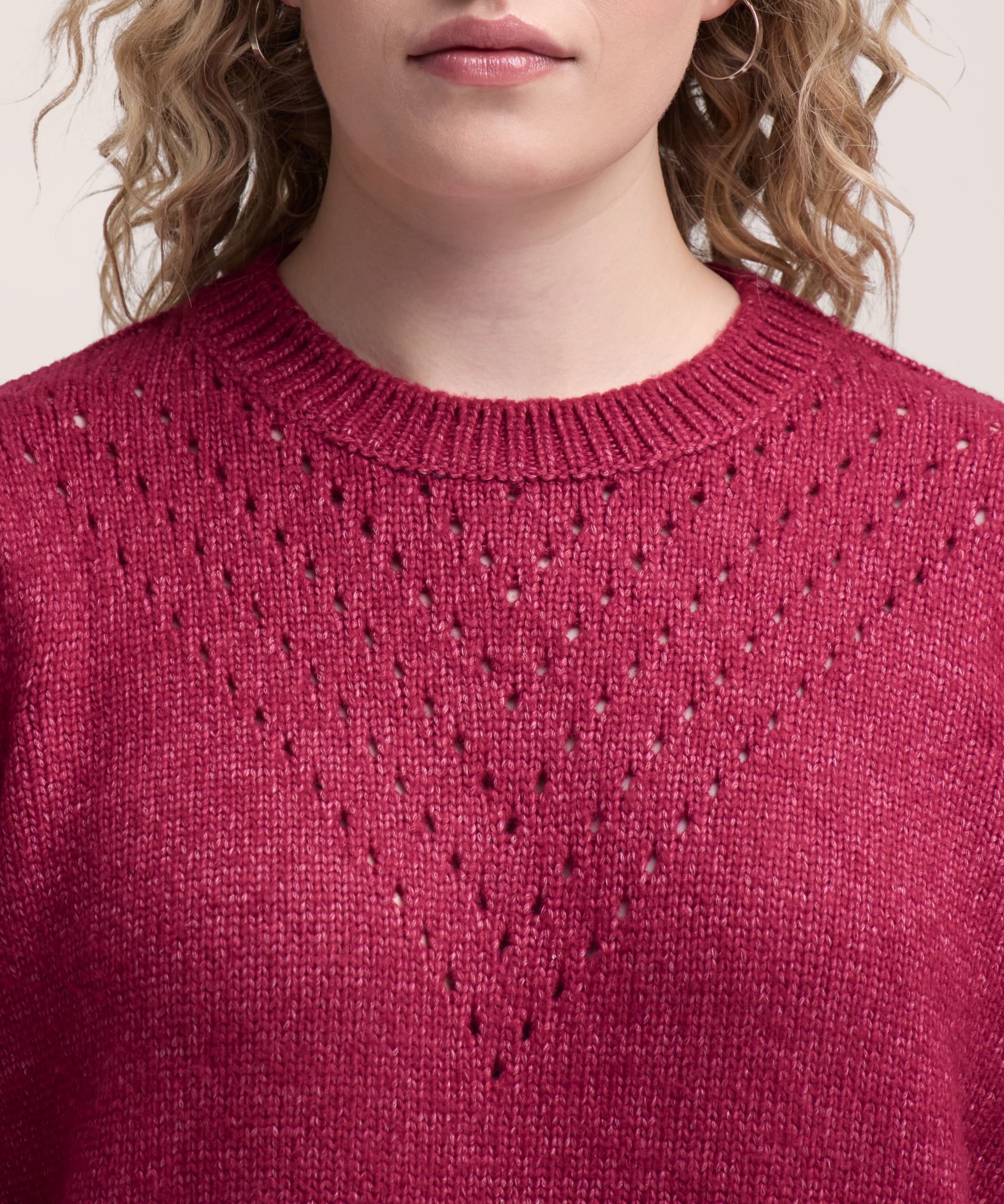 Denver Hayes Women's Long Sleeve Puff Sleeve Pointelle Sweater