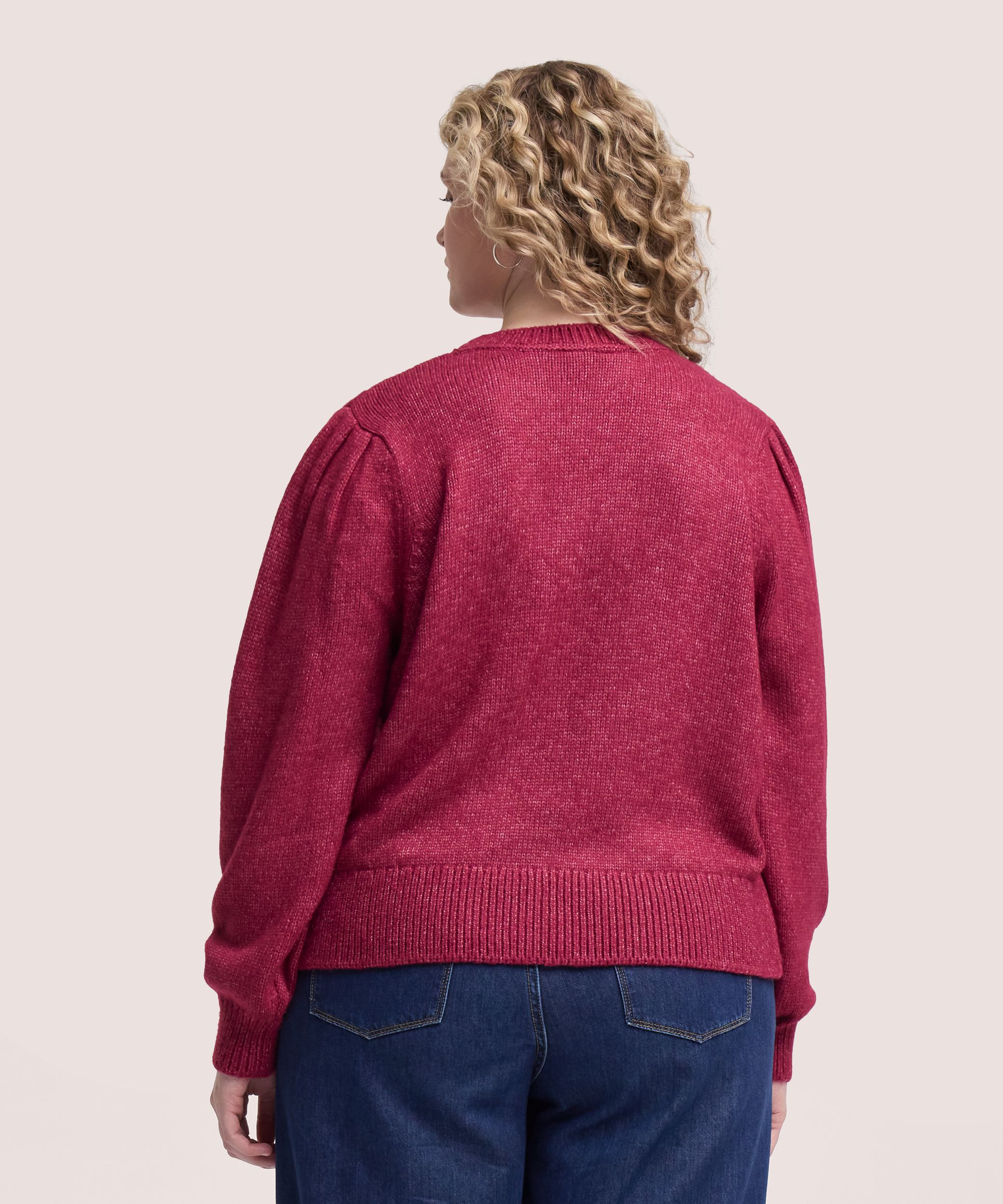 Denver Hayes Women's Long Sleeve Puff Sleeve Pointelle Sweater