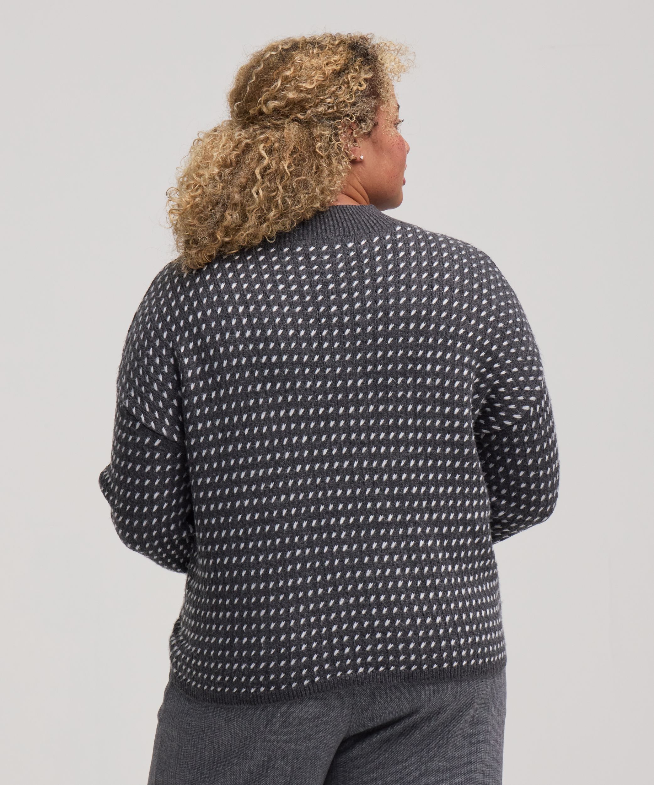 Chandail à encolure ras du cou avec motif œil de perdrix et point fantaisie pour femmes, Denver Hayes