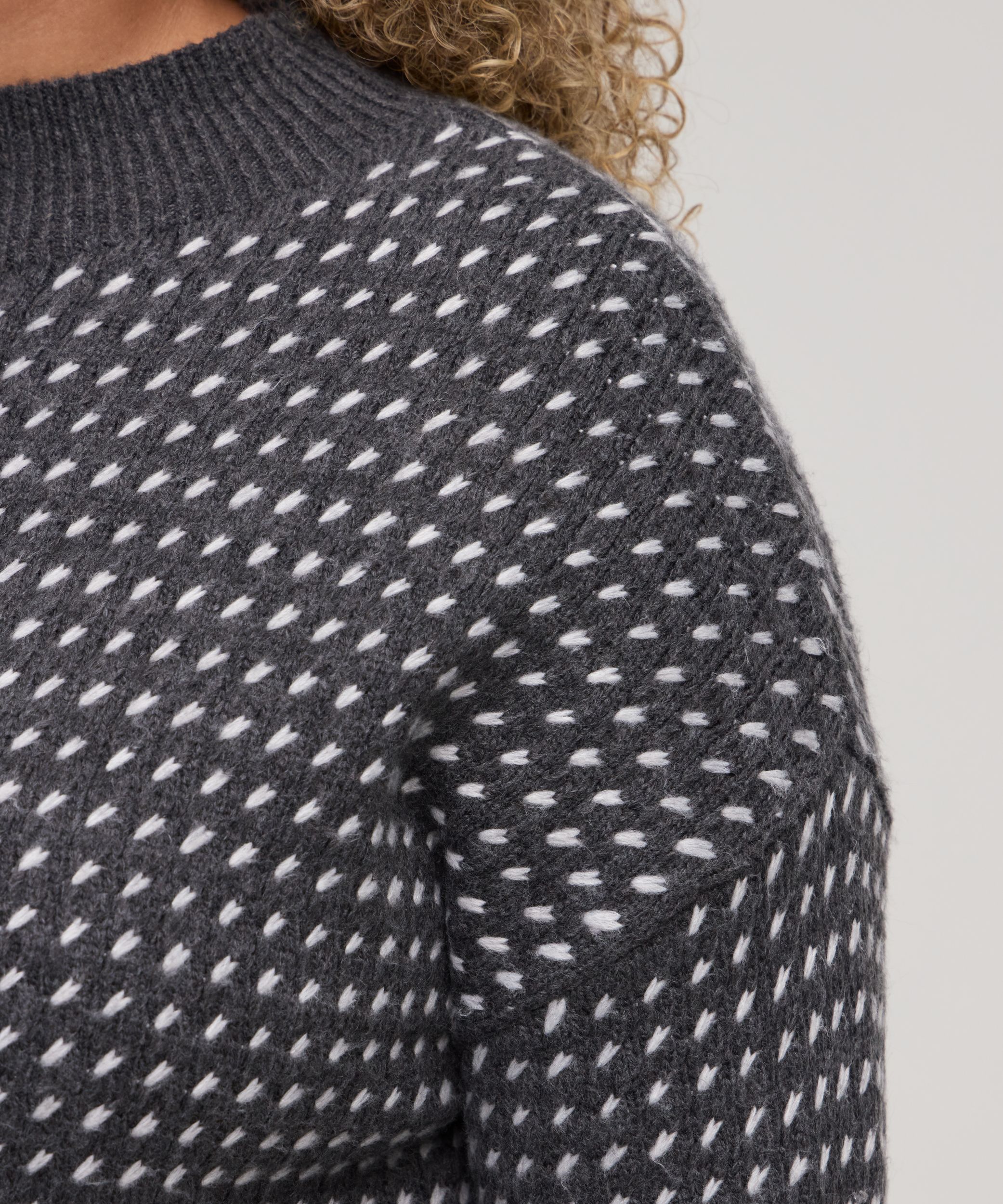 Chandail à encolure ras du cou avec motif œil de perdrix et point fantaisie pour femmes, Denver Hayes