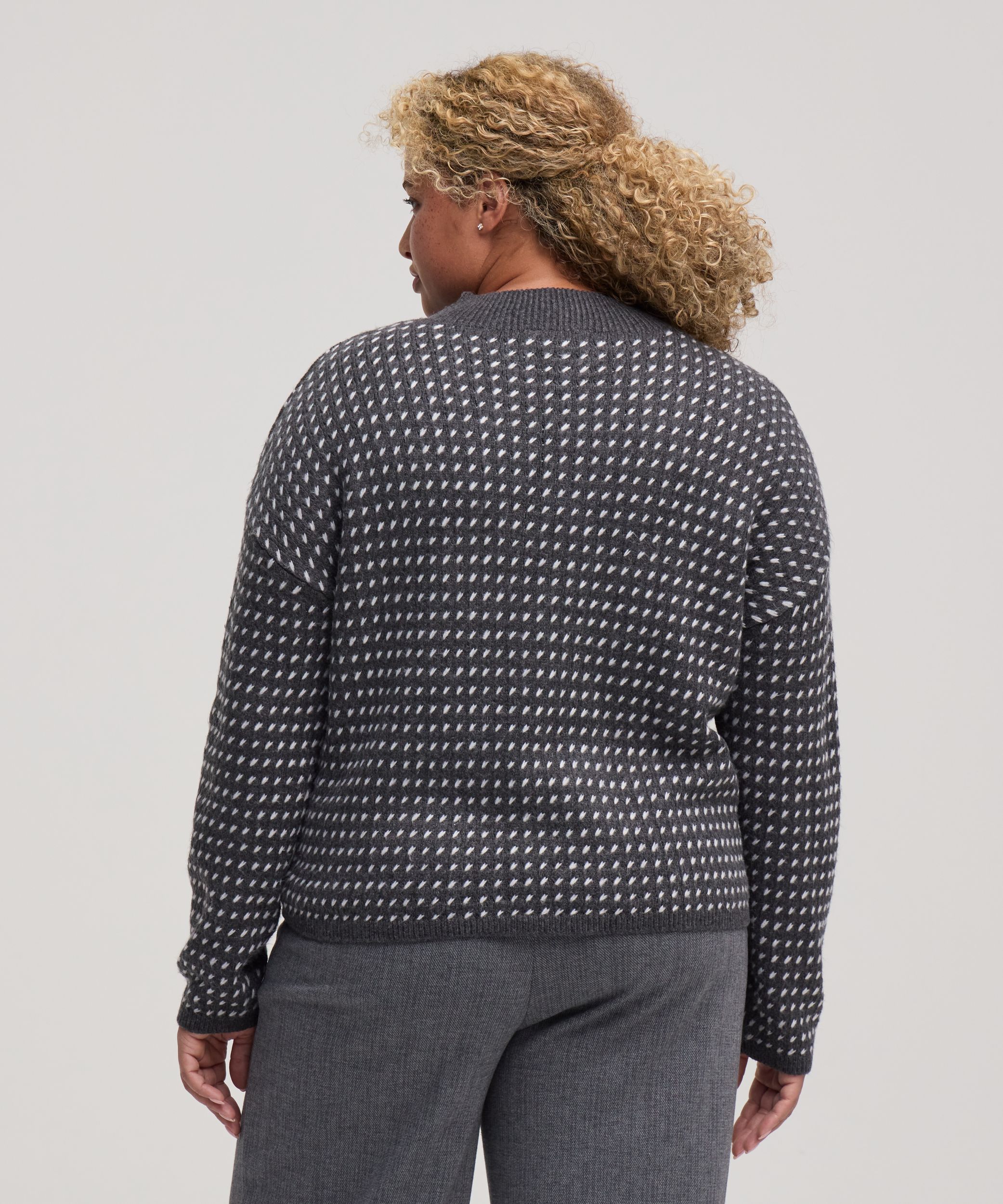 Chandail à encolure ras du cou avec motif œil de perdrix et point fantaisie pour femmes, Denver Hayes