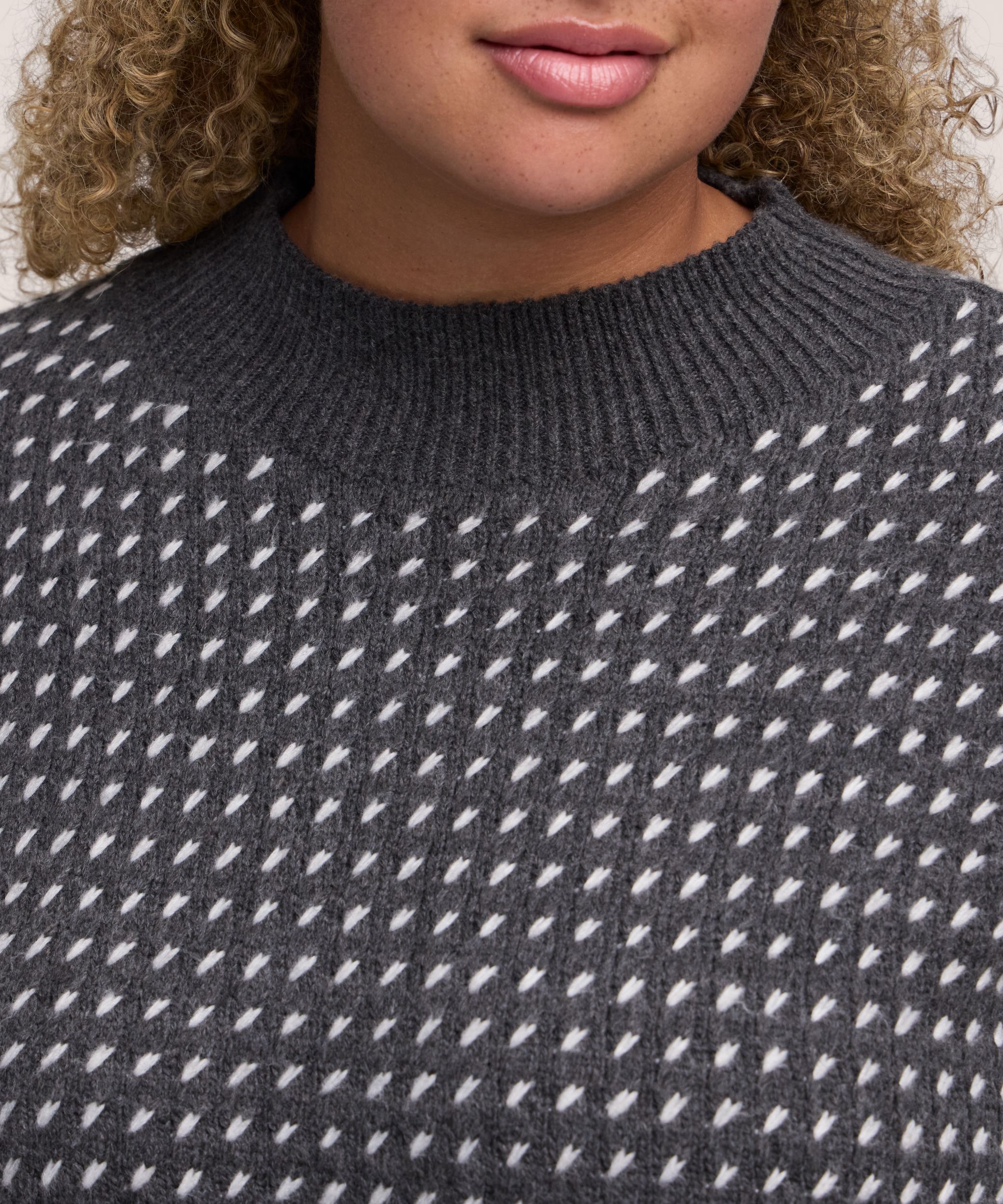 Chandail à encolure ras du cou avec motif œil de perdrix et point fantaisie pour femmes, Denver Hayes