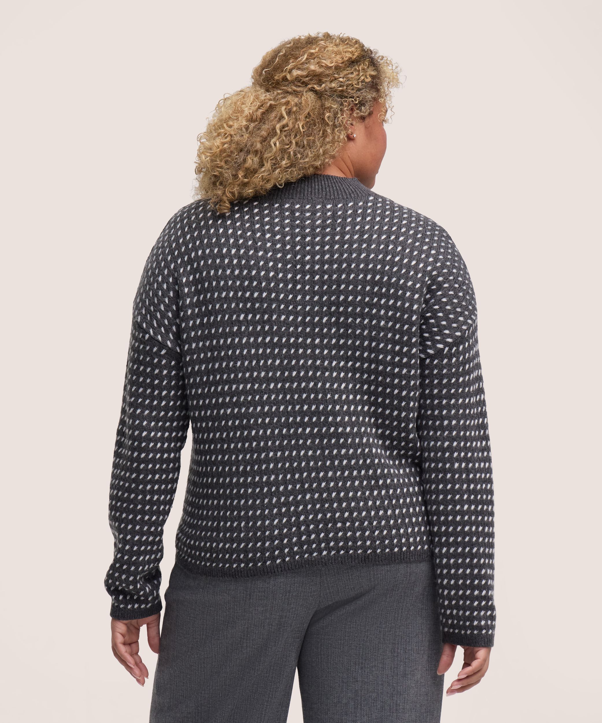 Chandail à encolure ras du cou avec motif œil de perdrix et point fantaisie pour femmes, Denver Hayes