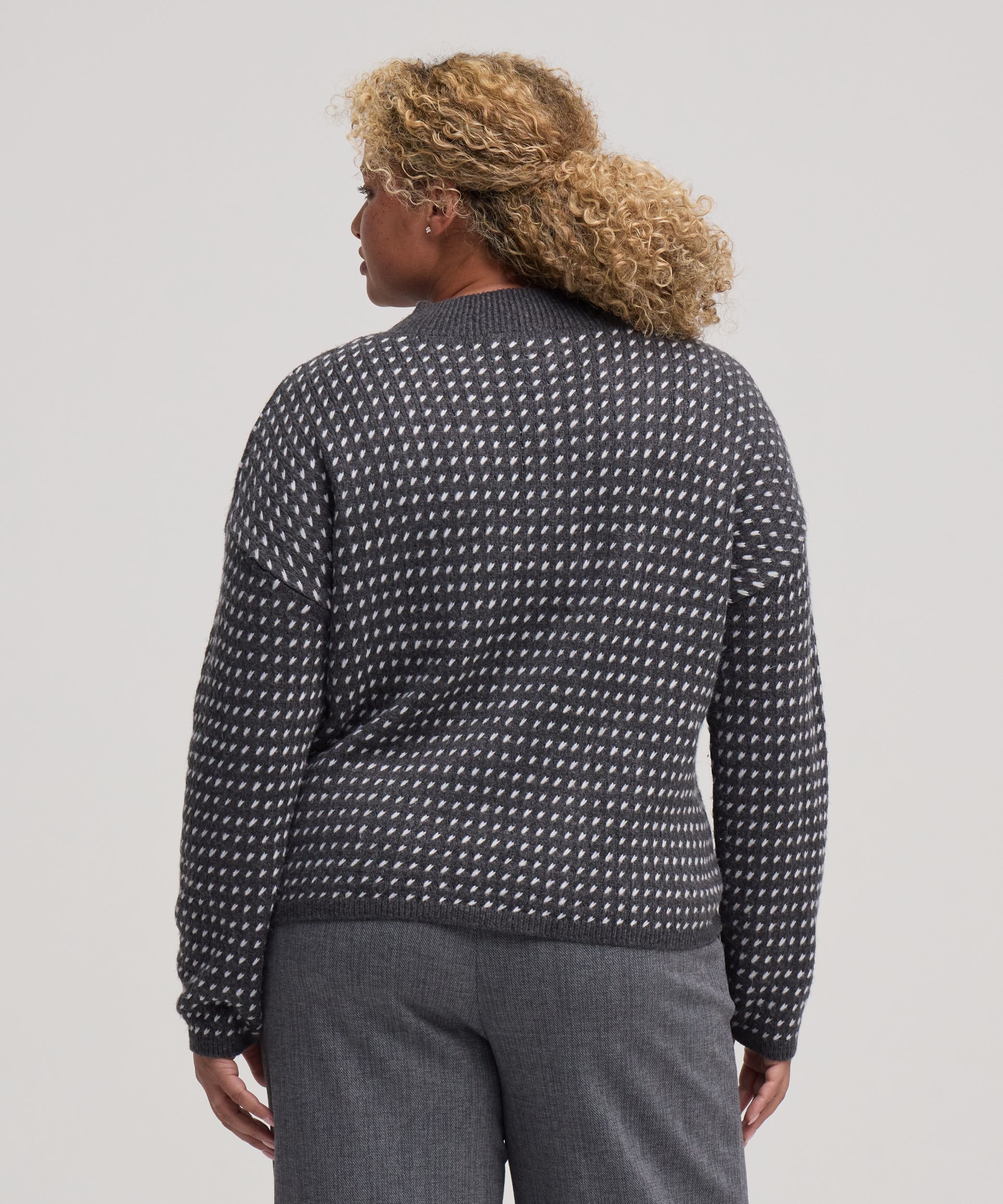 Chandail à encolure ras du cou avec motif œil de perdrix et point fantaisie pour femmes, Denver Hayes
