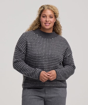 Chandail à encolure ras du cou avec motif œil de perdrix et point fantaisie pour femmes, Denver Hayes