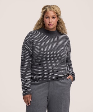 Chandail à encolure ras du cou avec motif œil de perdrix et point fantaisie pour femmes, Denver Hayes