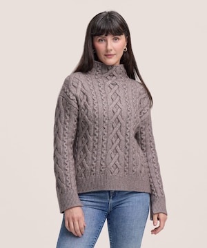 Denver Hayes Women's Cable Mock Tuxedo Sweater