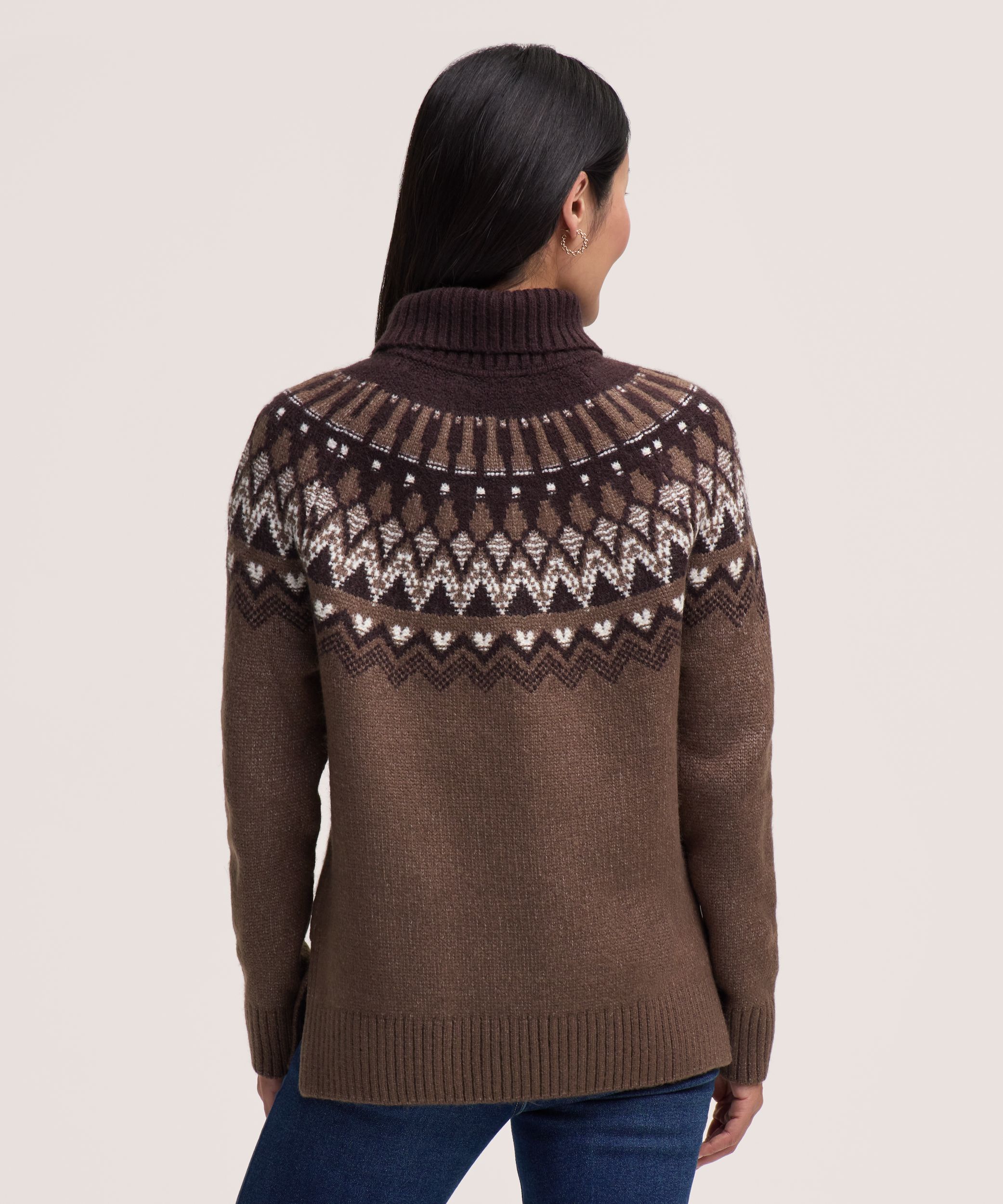Chandail à motif jacquard et col roulé pour femmes, Heritage, WindRiver