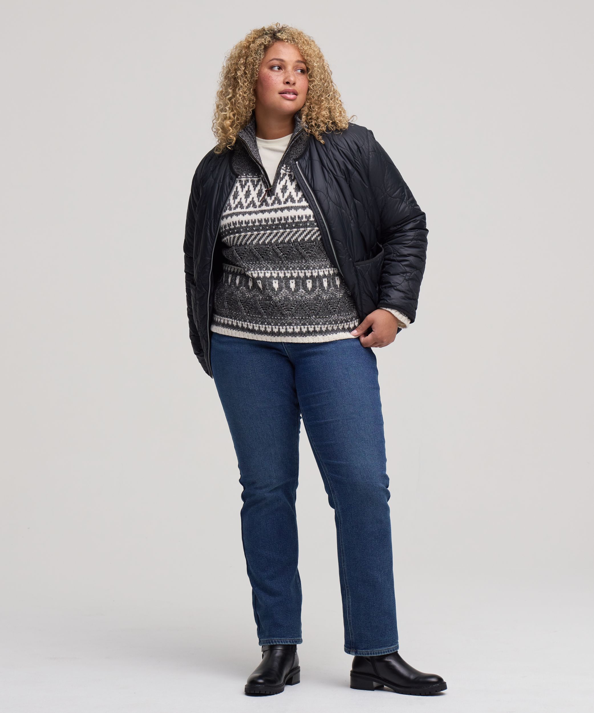 WindRiver Women's 1/4 Zip Pattern Sweater