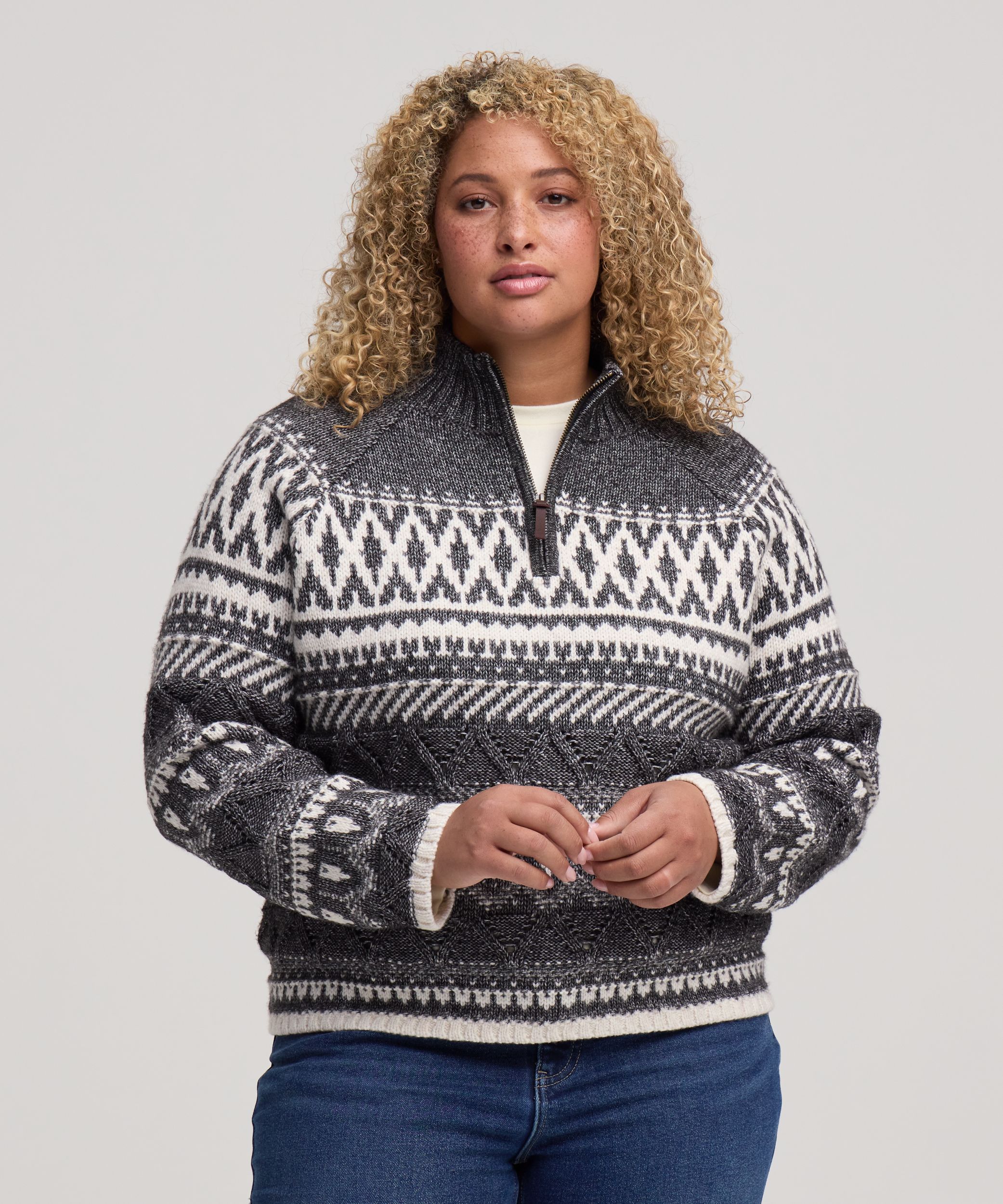 WindRiver Women's 1/4 Zip Pattern Sweater