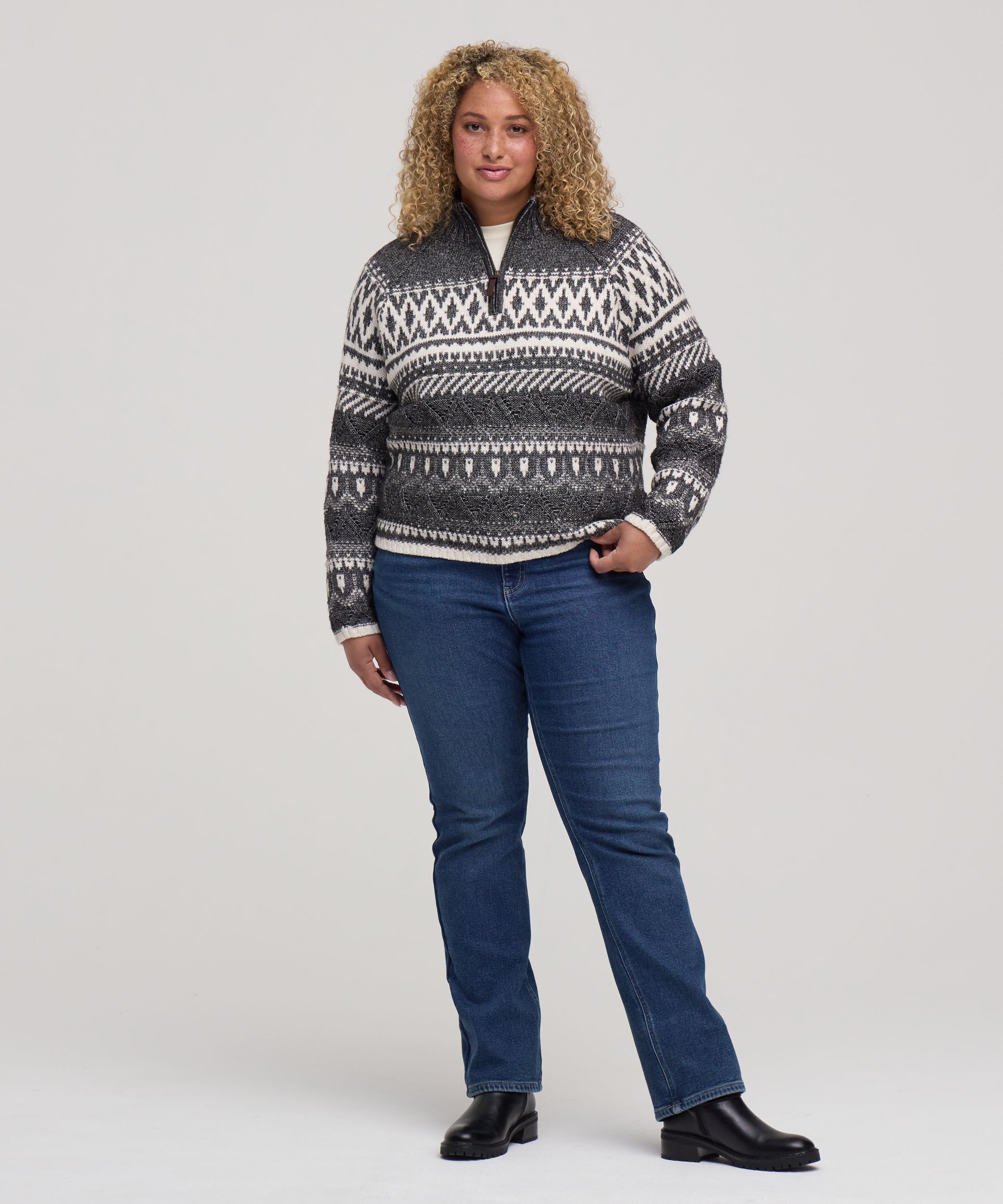 WindRiver Women's 1/4 Zip Pattern Sweater