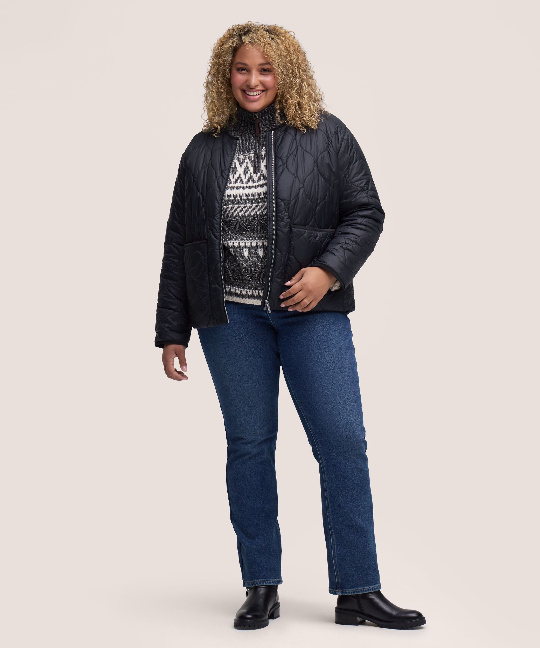WindRiver Women's 1/4 Zip Pattern Sweater