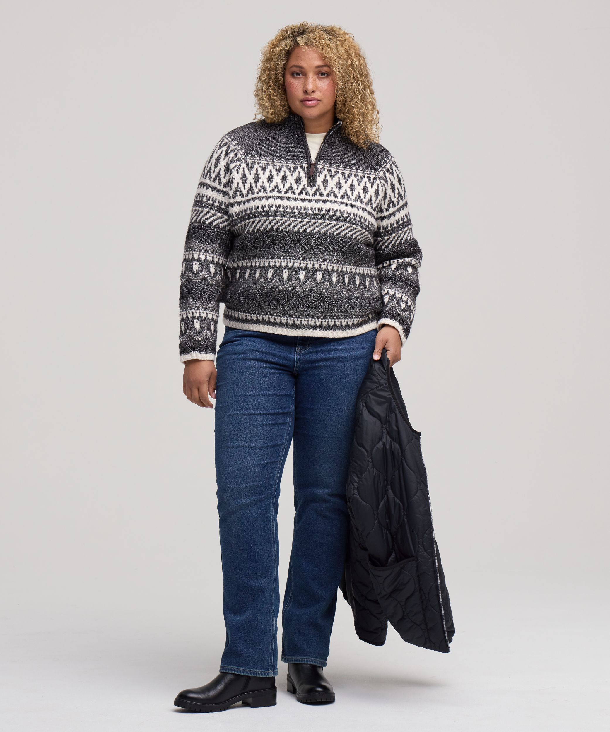 WindRiver Women's 1/4 Zip Pattern Sweater