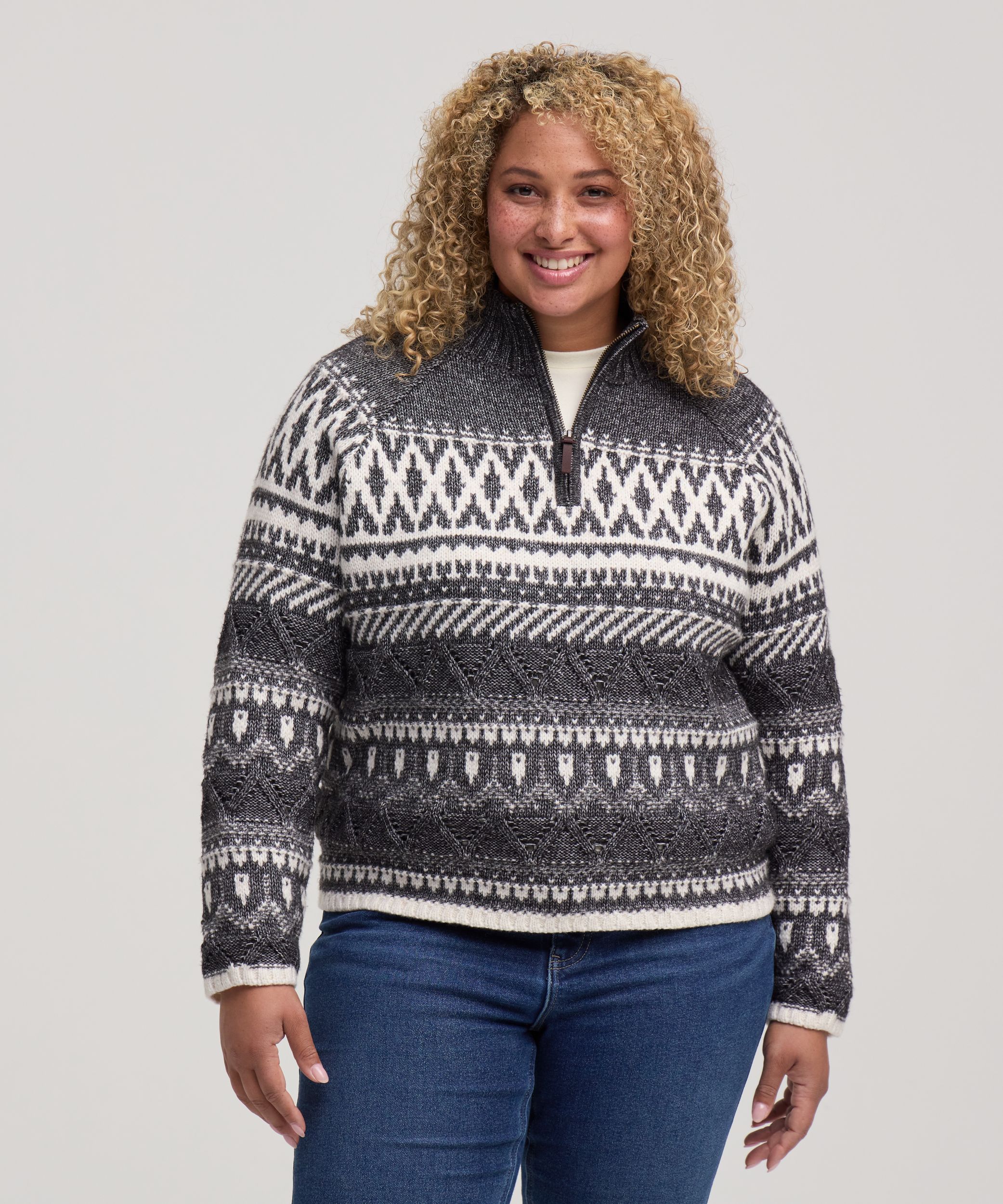 WindRiver Women's 1/4 Zip Pattern Sweater