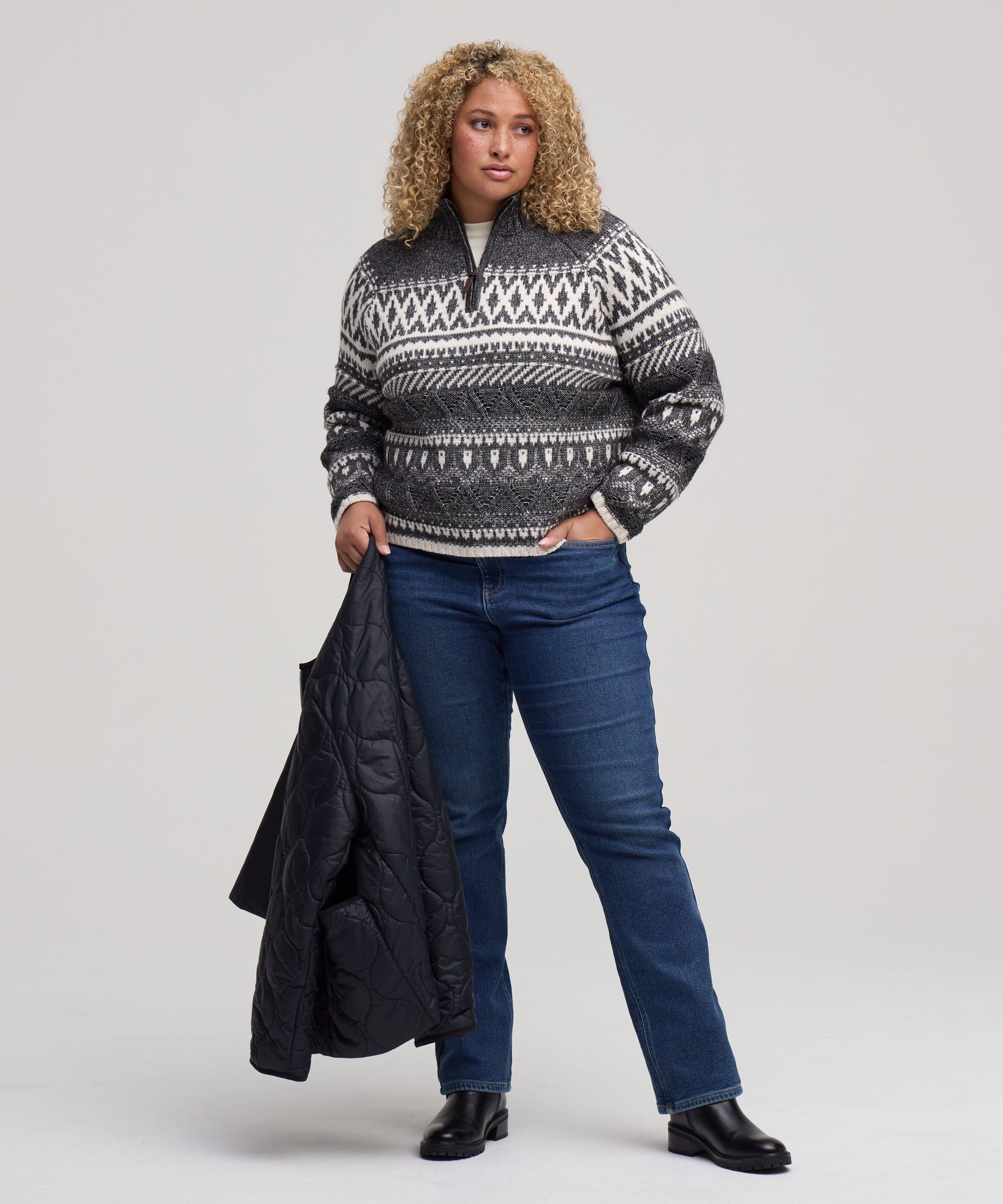 WindRiver Women's 1/4 Zip Pattern Sweater