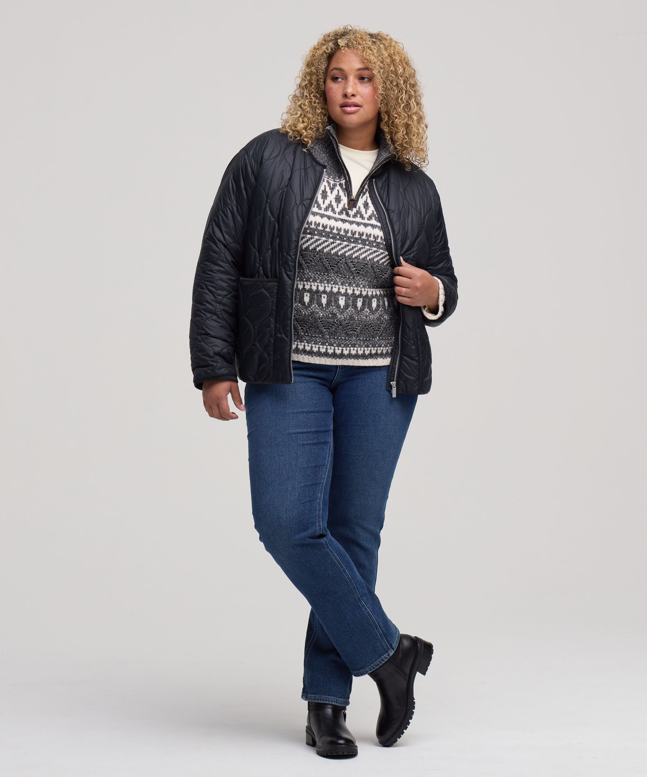 WindRiver Women's 1/4 Zip Pattern Sweater