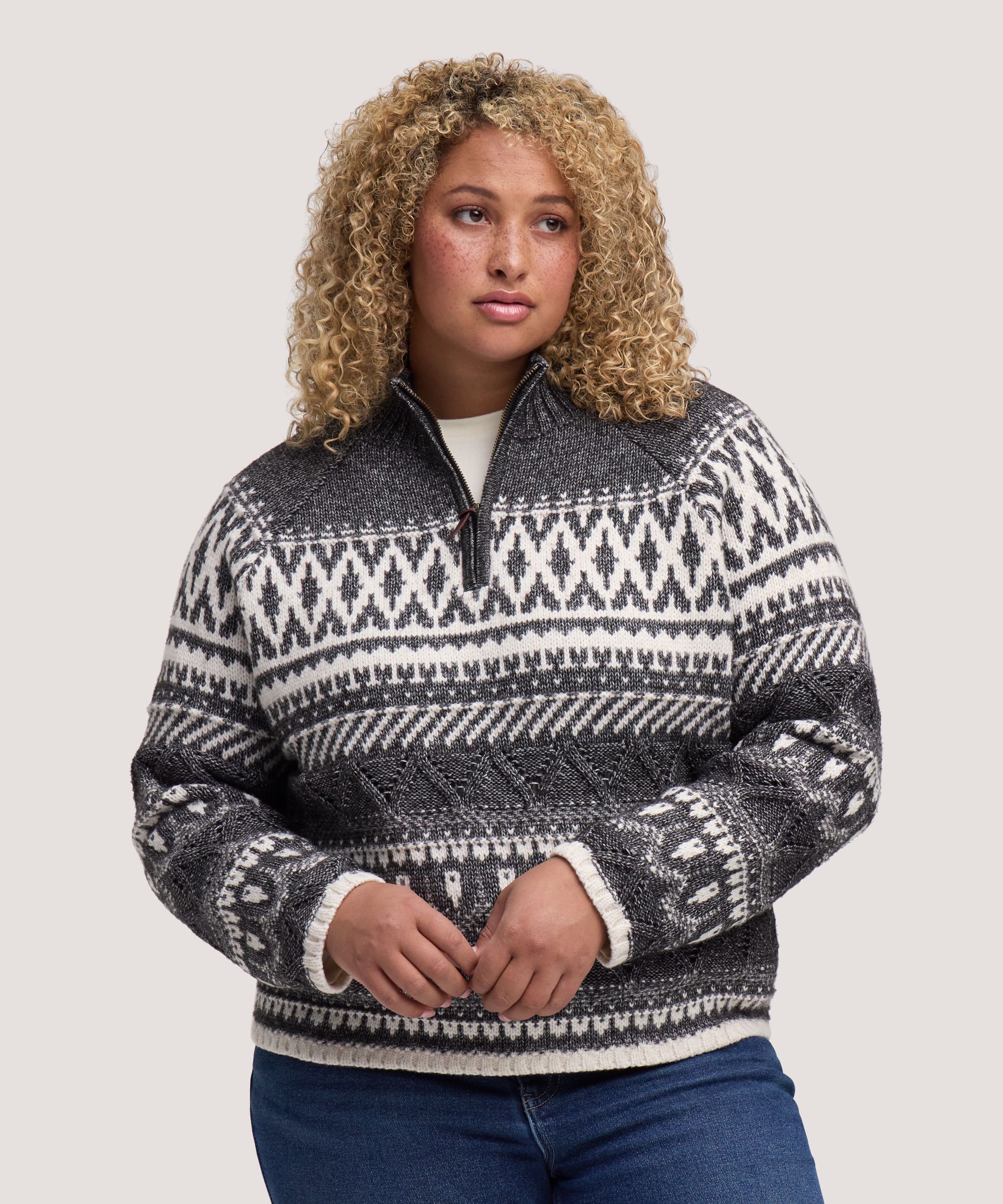 WindRiver Women's 1/4 Zip Pattern Sweater