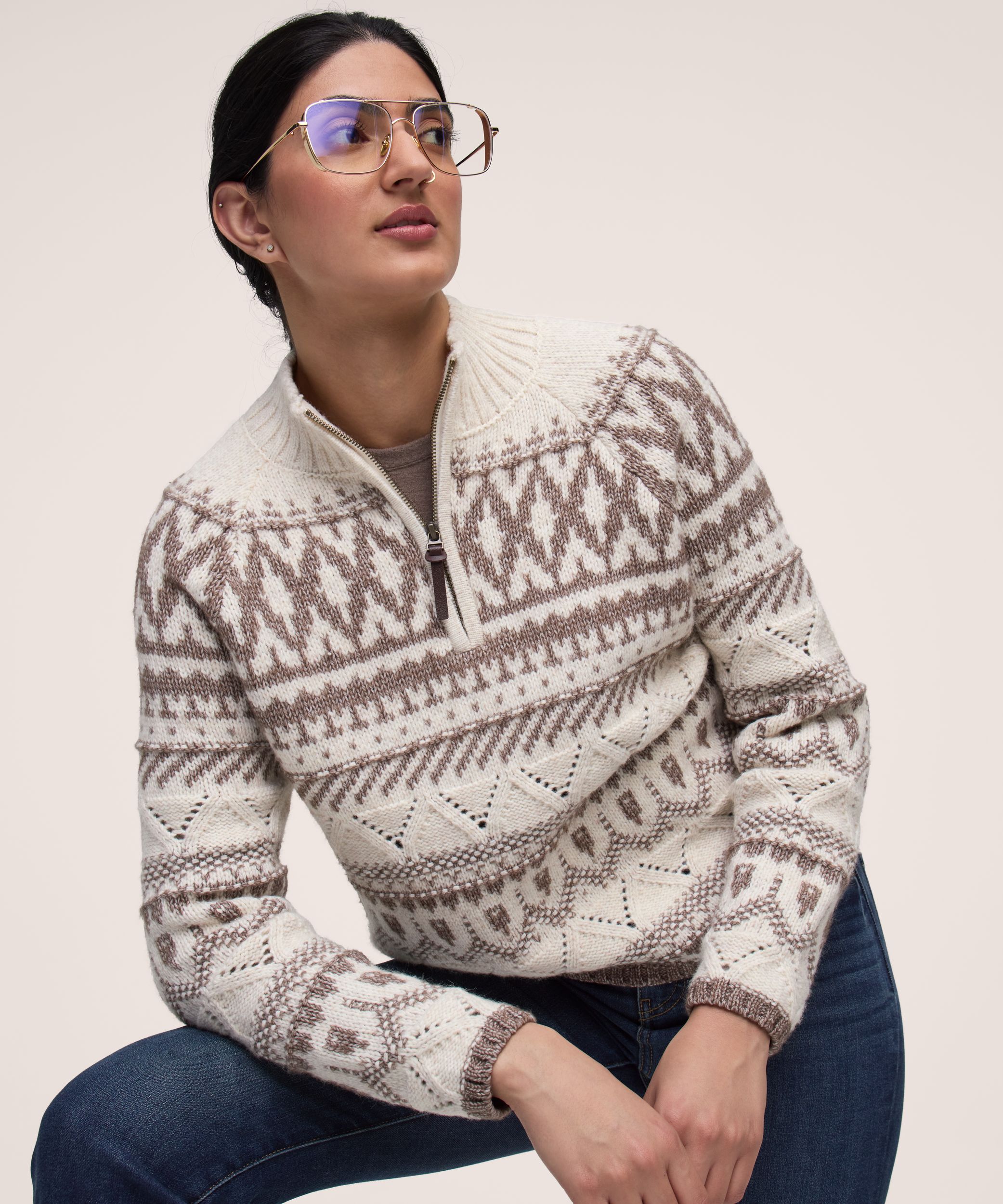 Chandail à motif à glissière 1/4 pour femmes, WindRiver