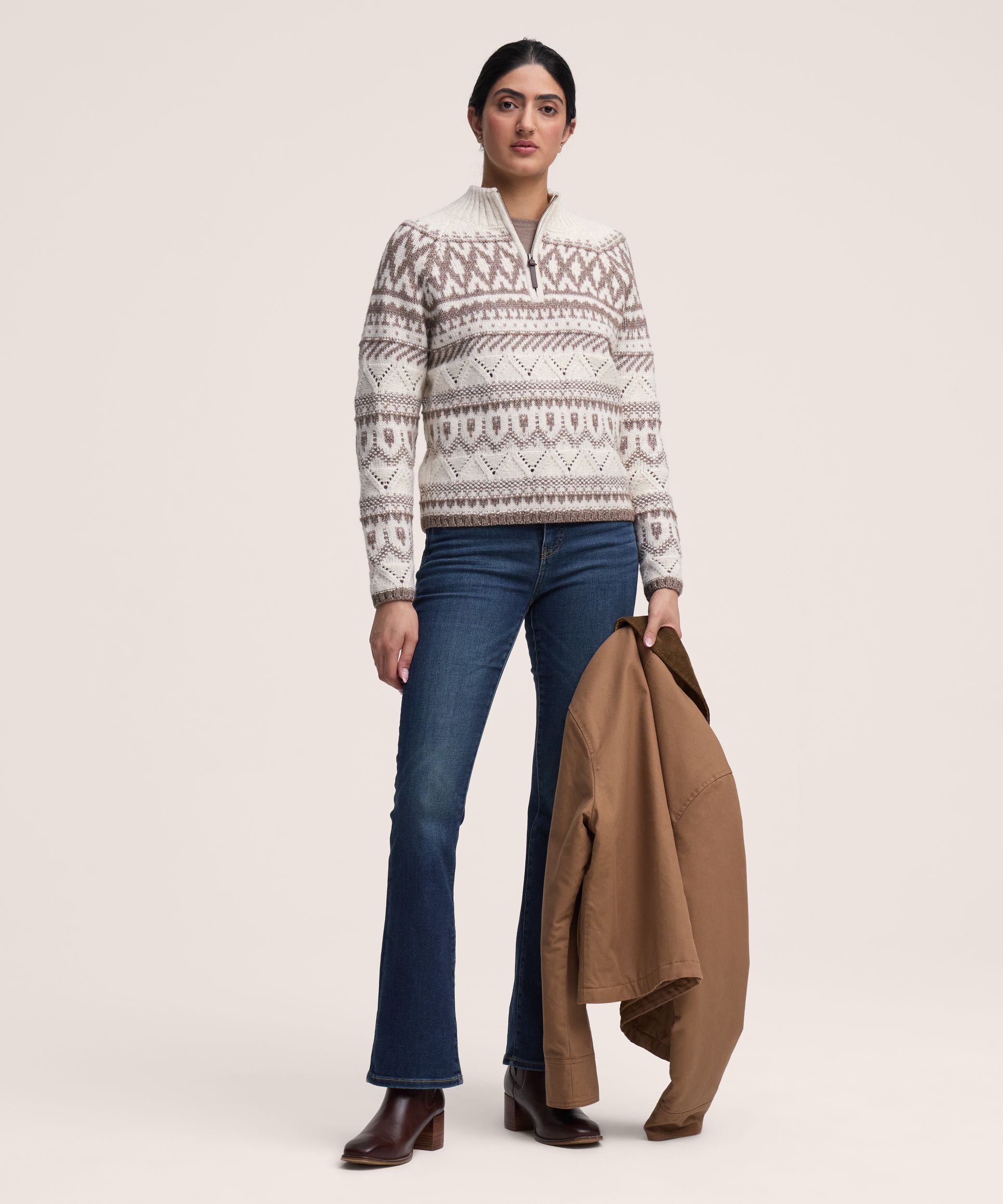 Chandail à motif à glissière 1/4 pour femmes, WindRiver