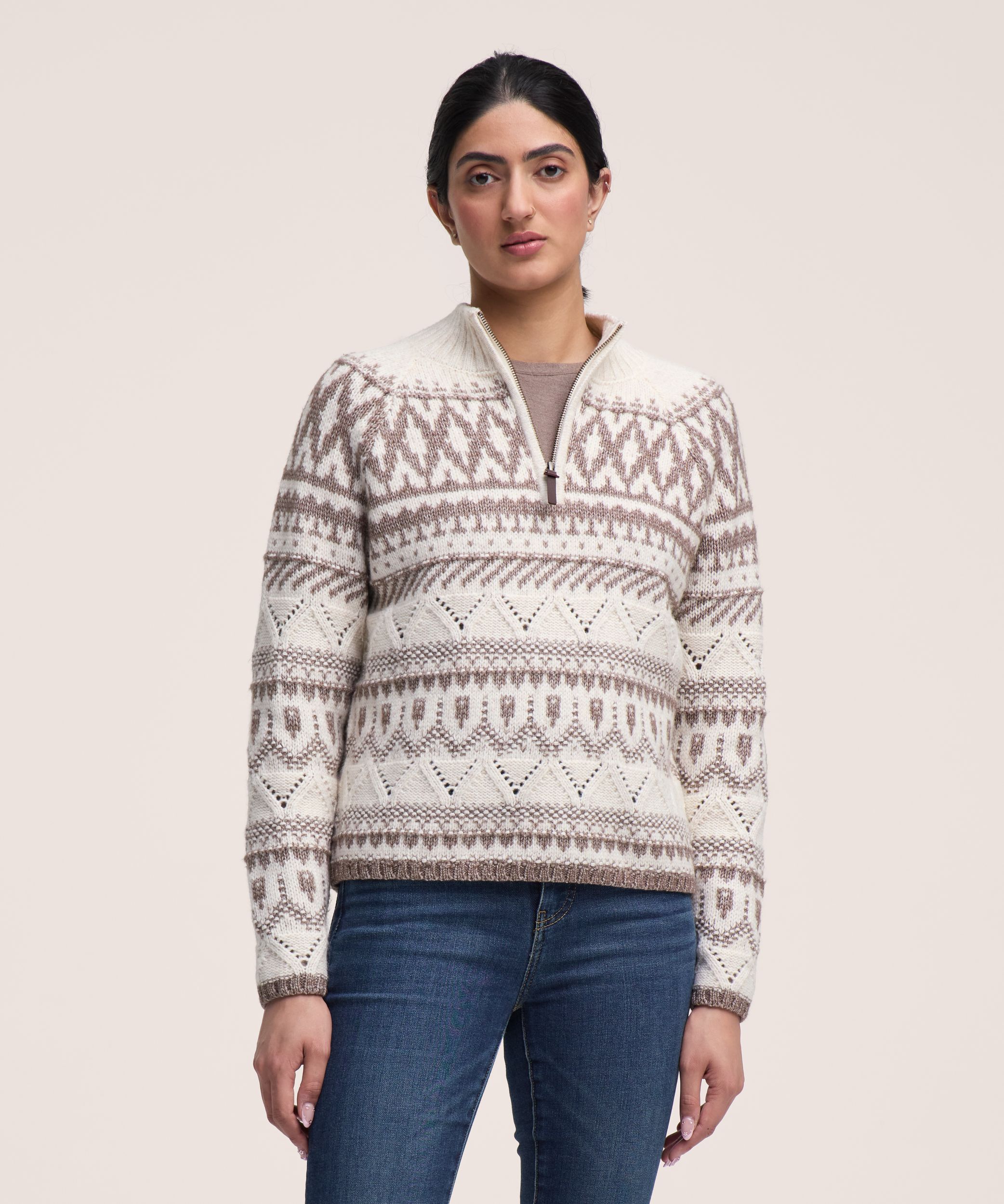 Chandail à motif à glissière 1/4 pour femmes, WindRiver