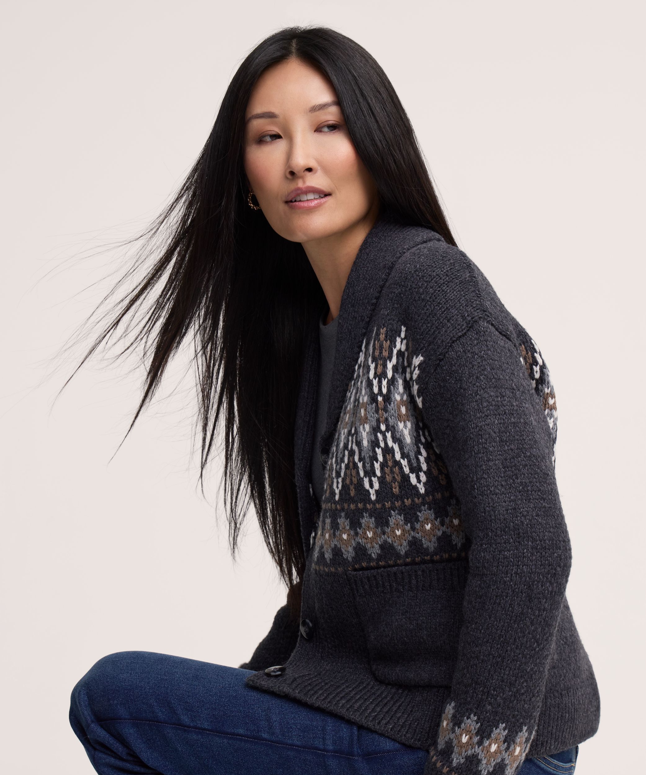 Cardigan à col châle pour femmes, WindRiver