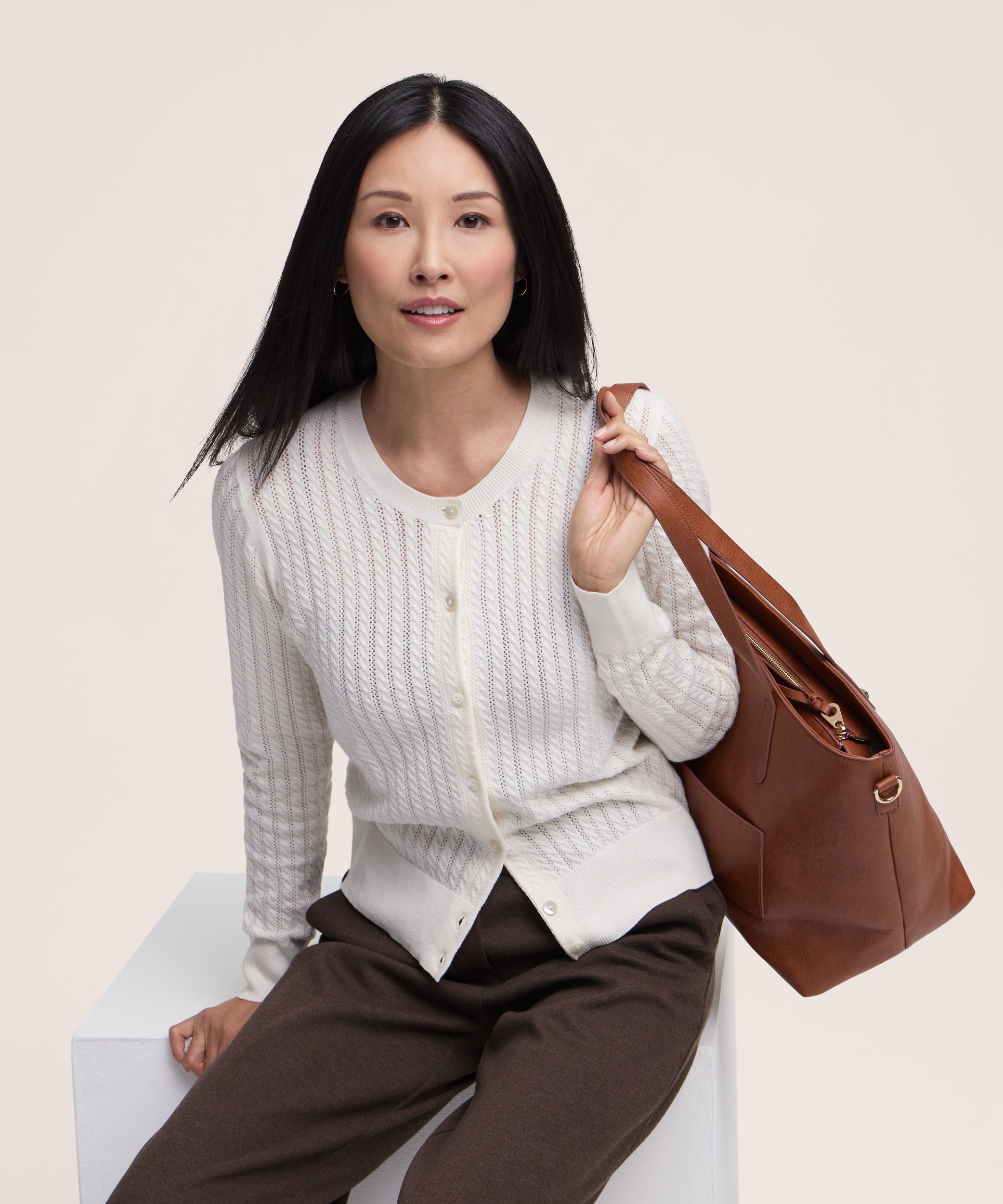Cardigan de tous les jours à micro-torsades pour femmes, Denver Hayes