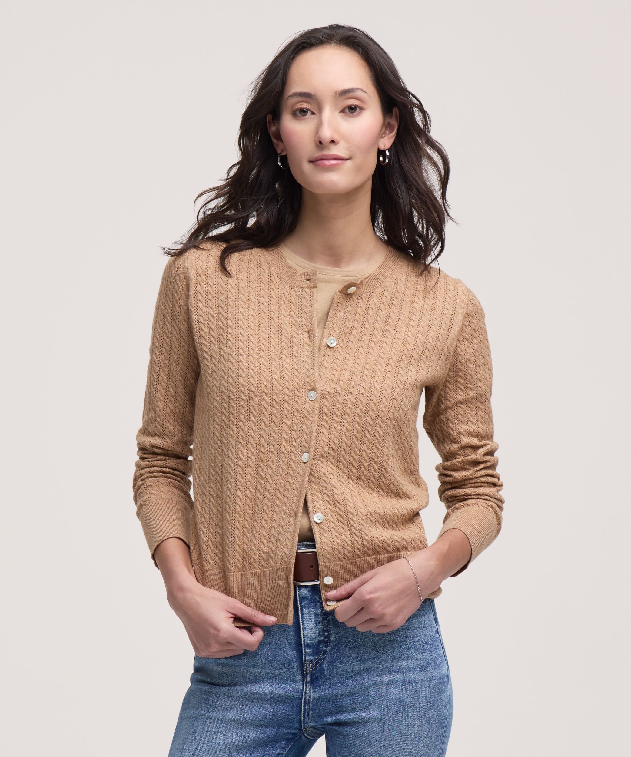 Cardigan de tous les jours à micro-torsades pour femmes, Denver Hayes