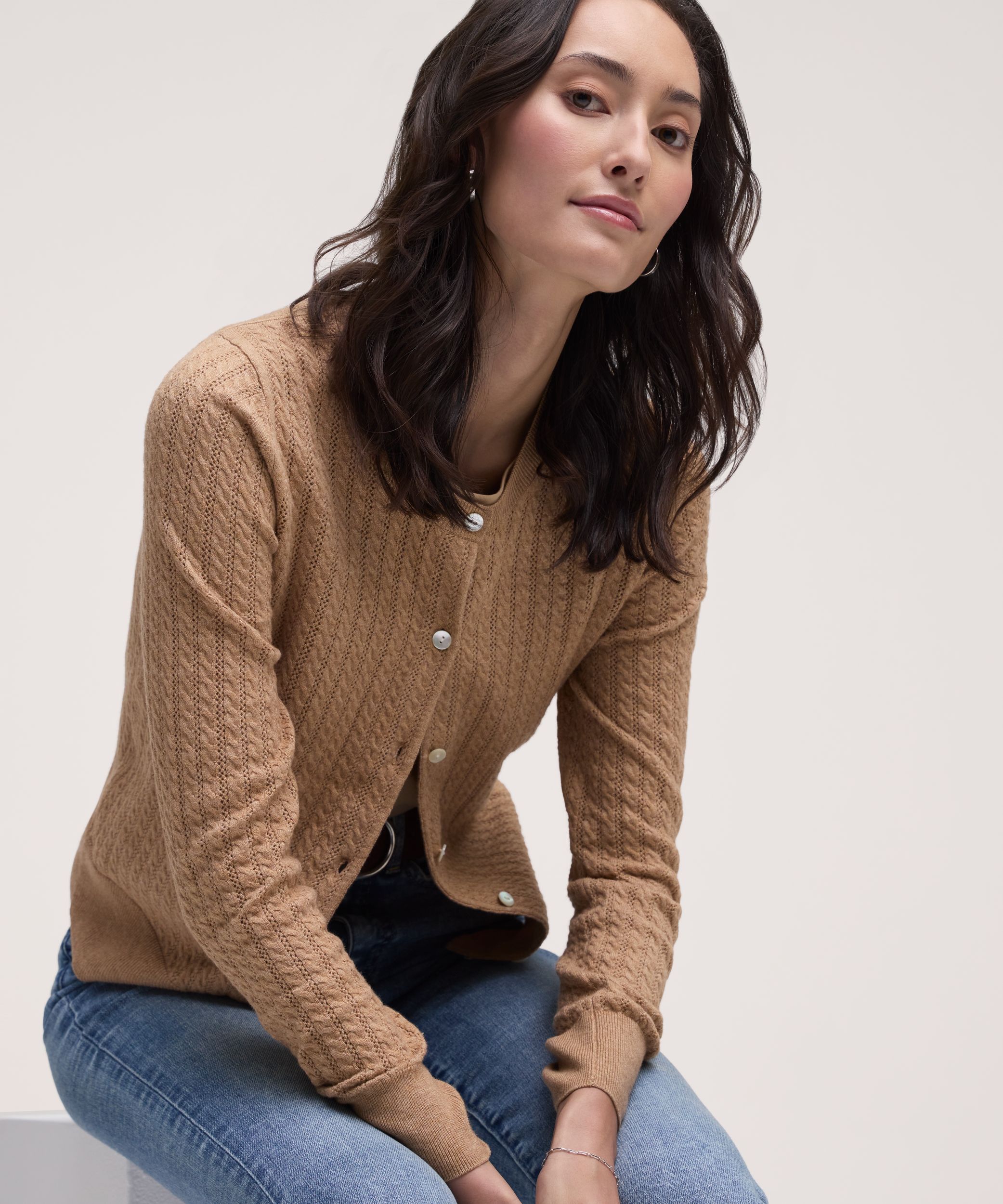 Cardigan de tous les jours à micro-torsades pour femmes, Denver Hayes