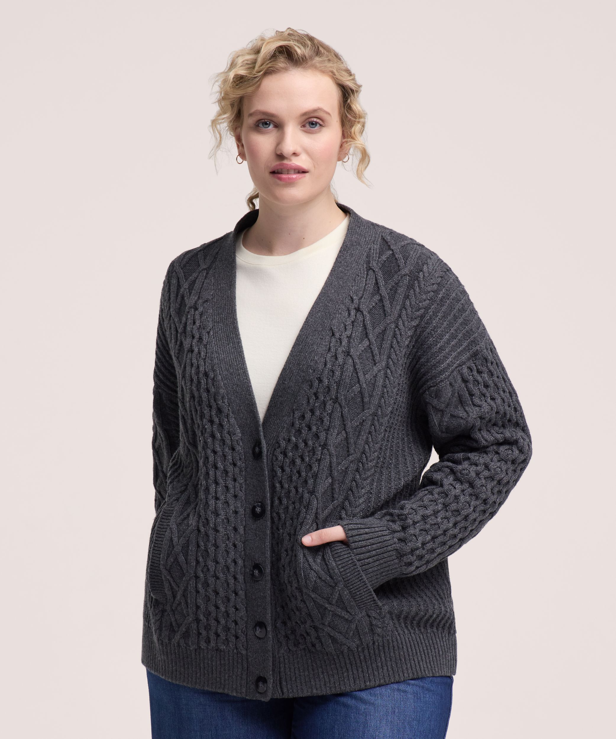 WindRiver Women's Cotton Blend Cable Cardigan