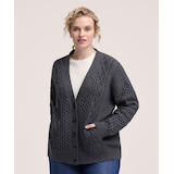 WindRiver Women's Cotton Blend Cable Cardigan Front_Angled_Left