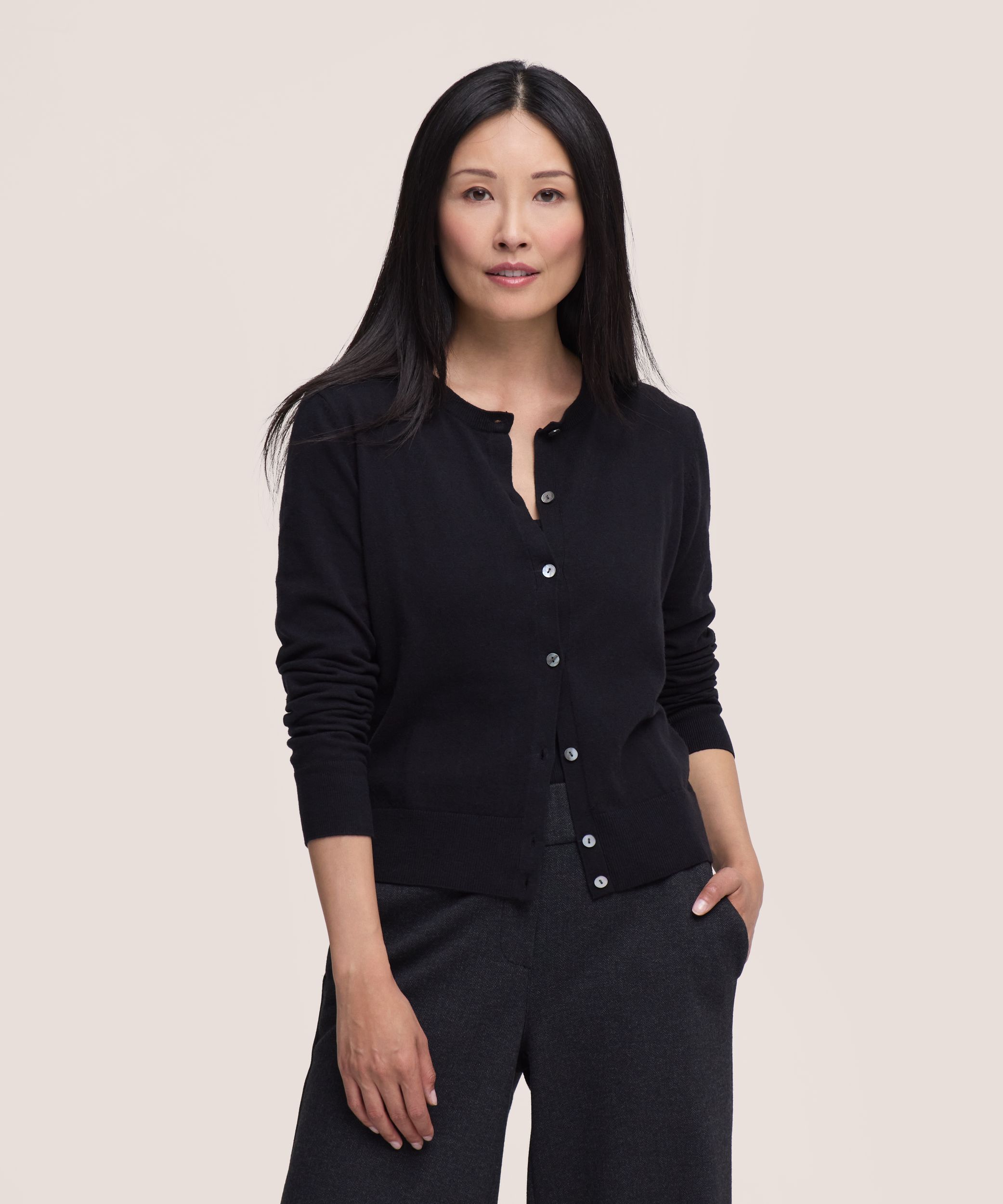 Cardigan boutonné court en coton de tous les jours pour femmes, Denver Hayes