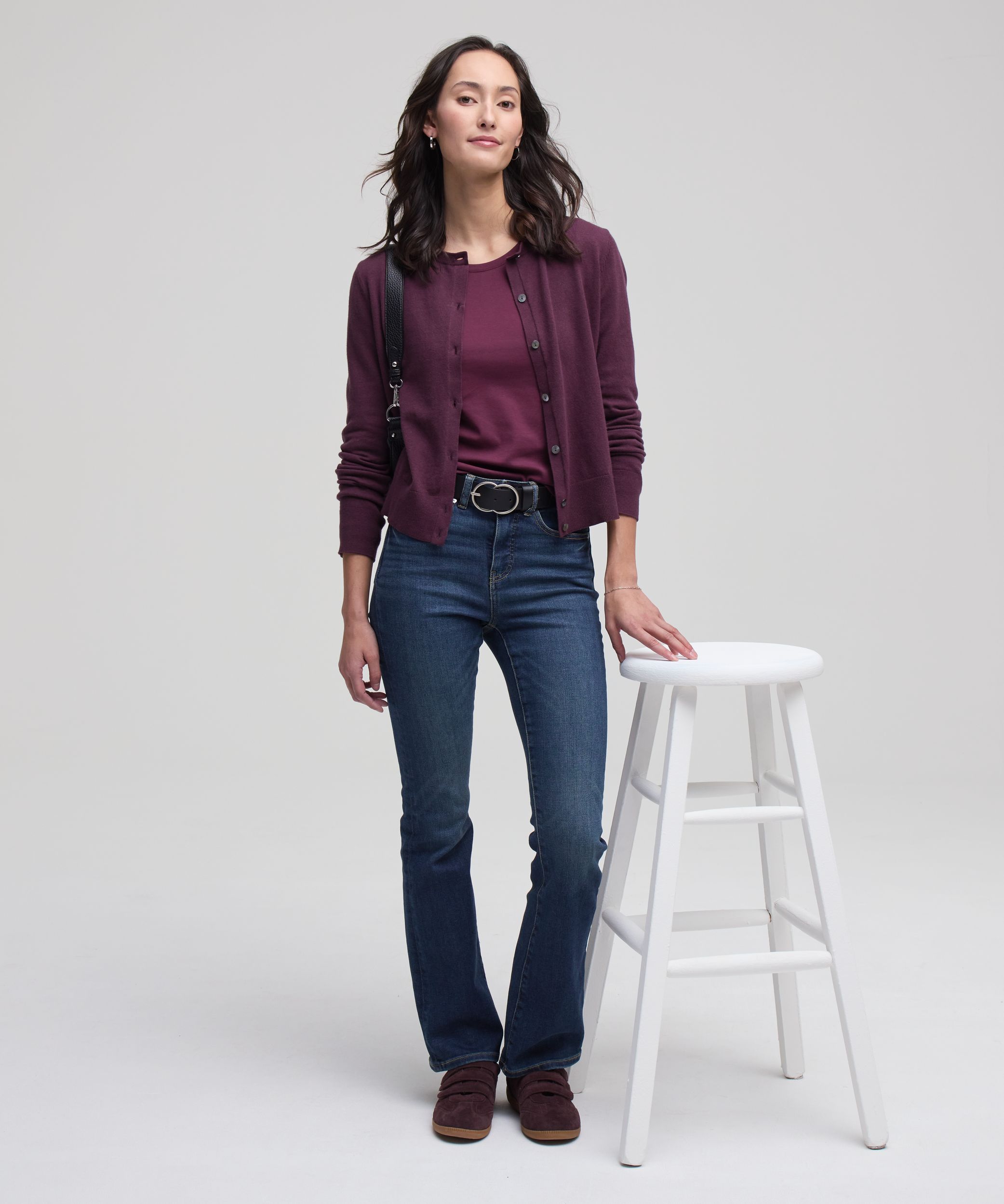 Cardigan boutonné court en coton de tous les jours pour femmes, Denver Hayes