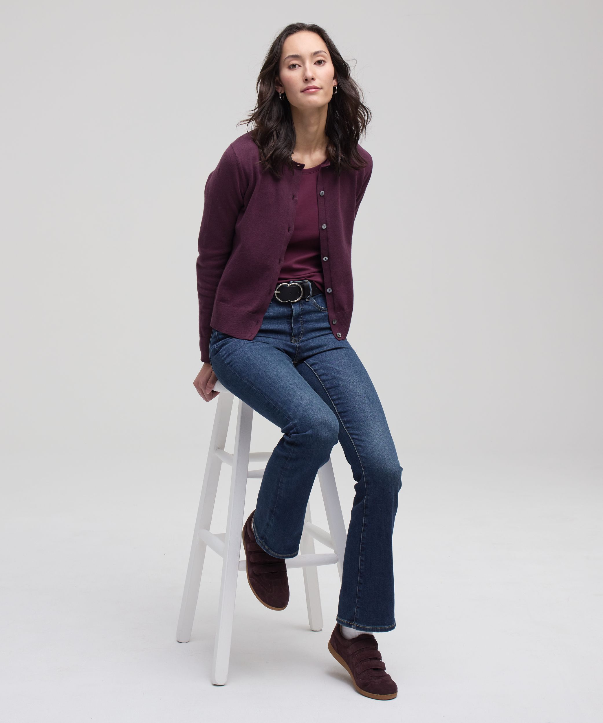 Cardigan boutonné court en coton de tous les jours pour femmes, Denver Hayes