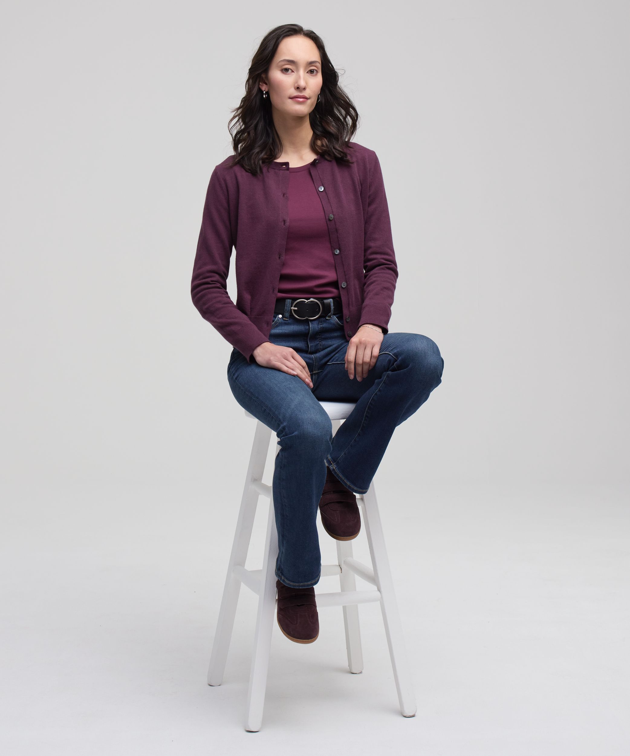 Cardigan boutonné court en coton de tous les jours pour femmes, Denver Hayes