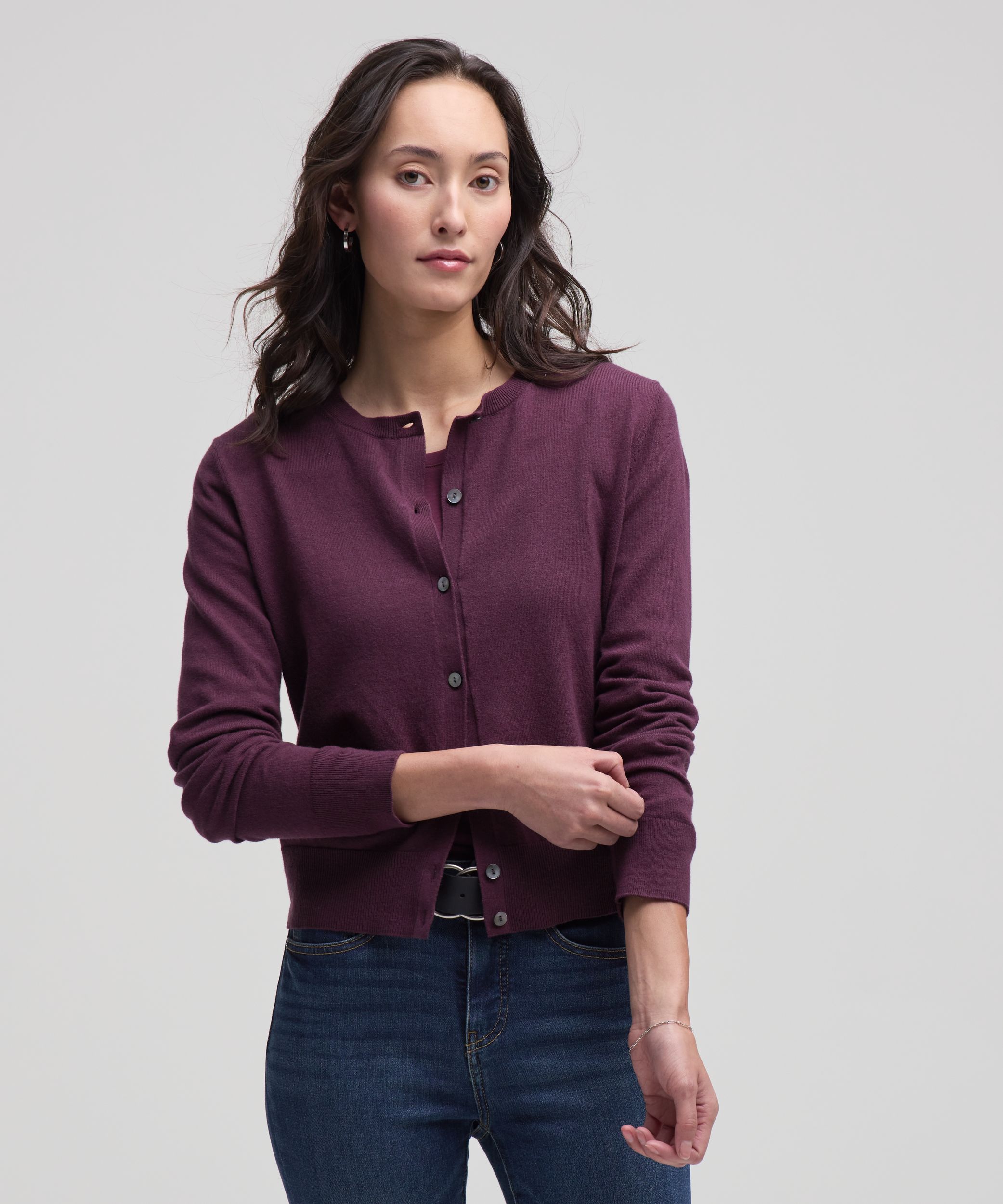 Cardigan boutonné court en coton de tous les jours pour femmes, Denver Hayes