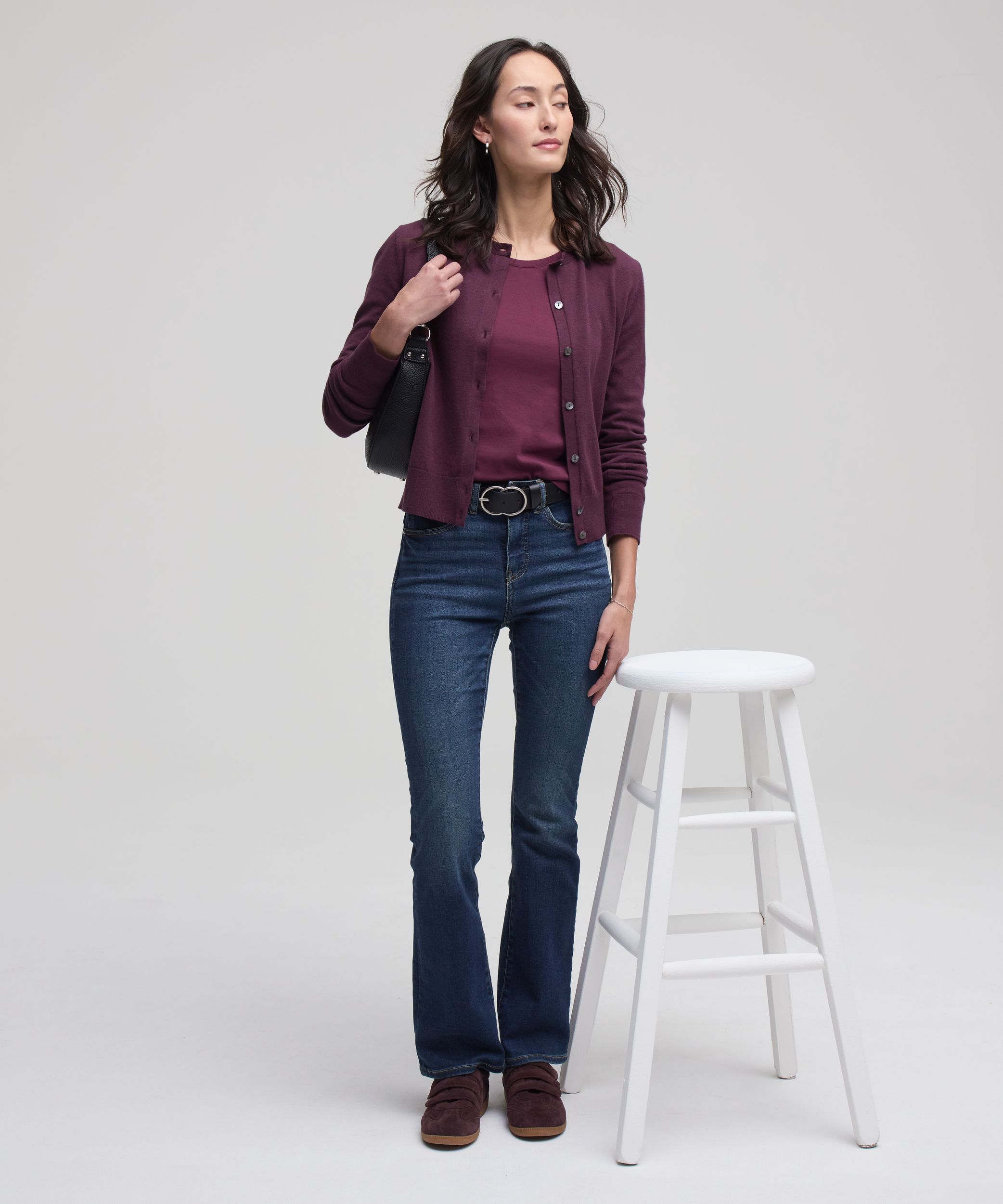 Cardigan boutonné court en coton de tous les jours pour femmes, Denver Hayes
