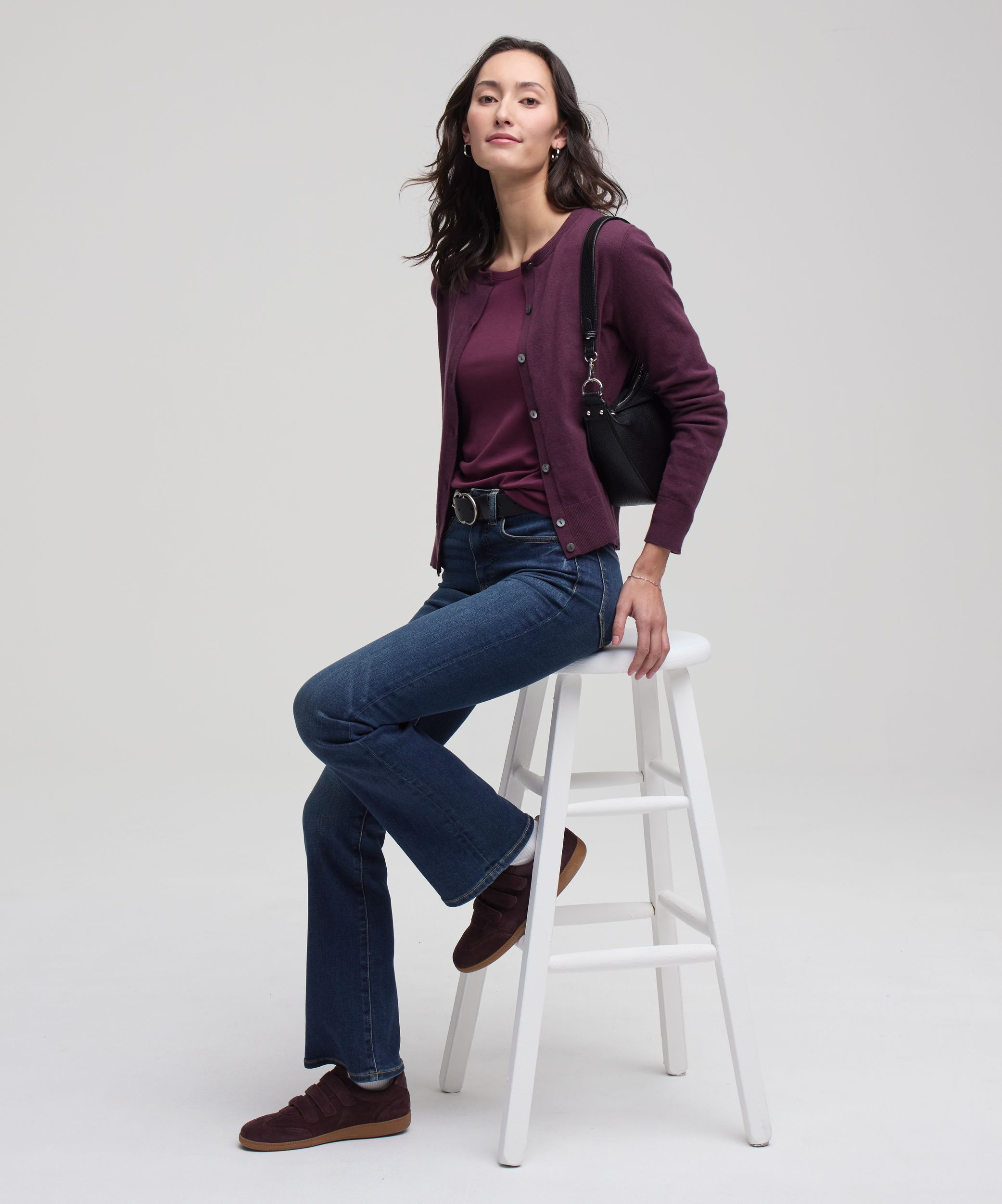 Cardigan boutonné court en coton de tous les jours pour femmes, Denver Hayes