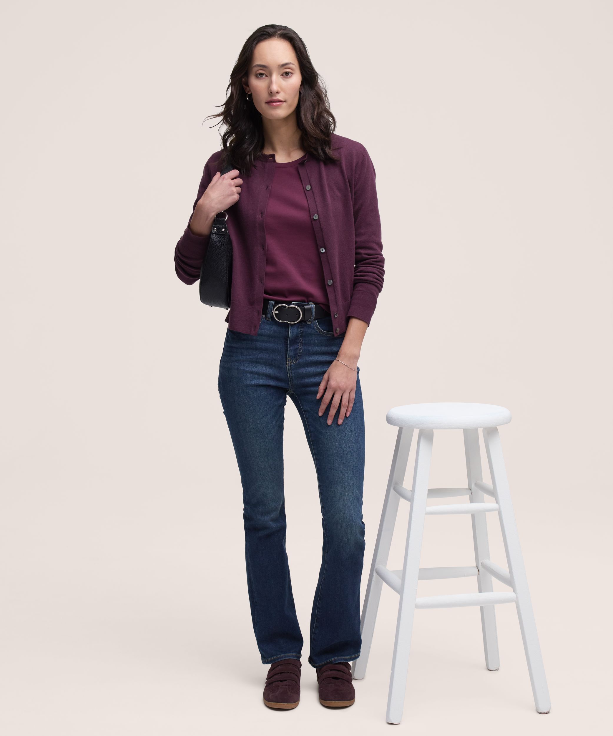 Denver Hayes Women's Everyday Cotton Short Button-Up Cardigan