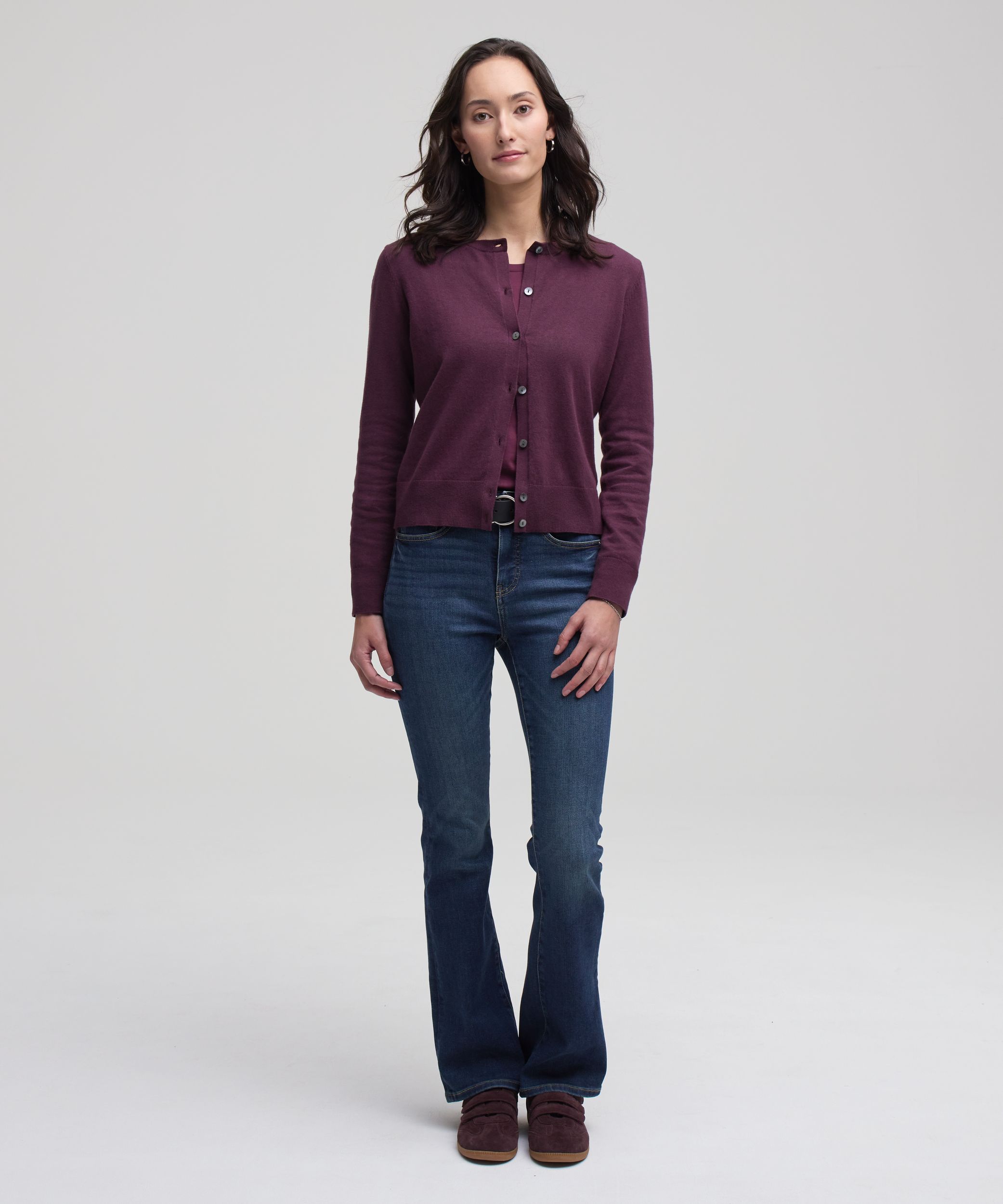Cardigan boutonné court en coton de tous les jours pour femmes, Denver Hayes