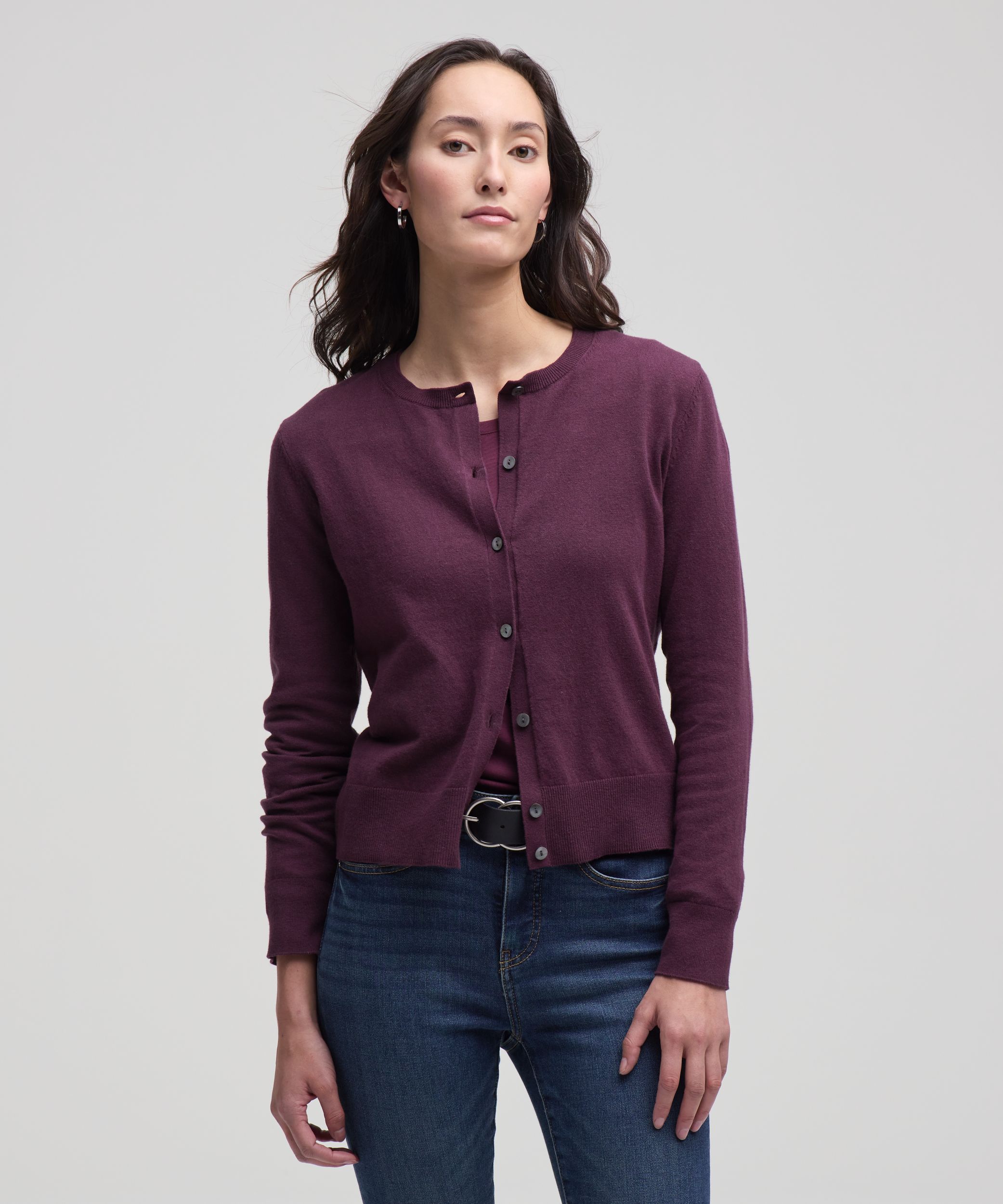 Cardigan boutonné court en coton de tous les jours pour femmes, Denver Hayes