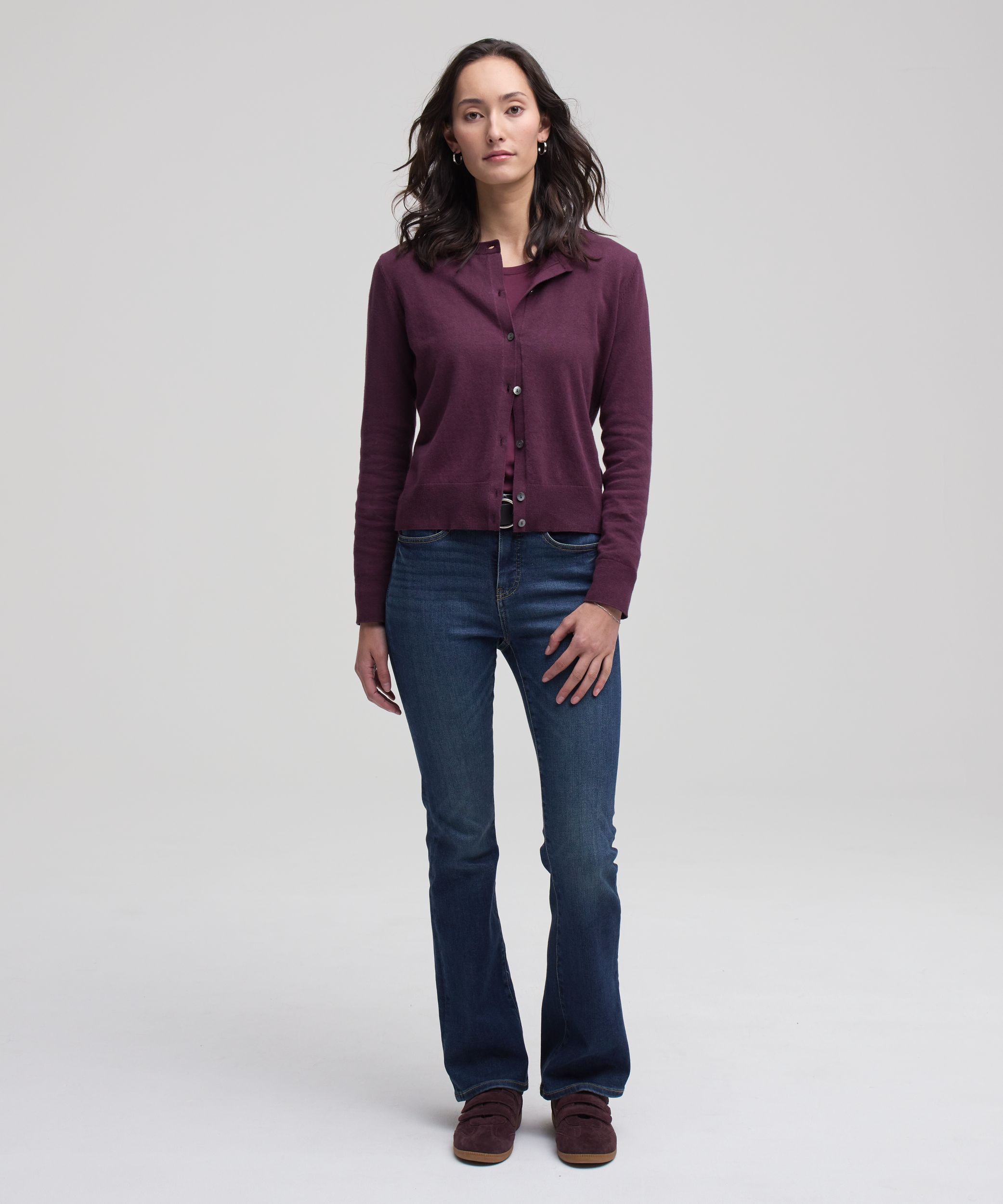 Cardigan boutonné court en coton de tous les jours pour femmes, Denver Hayes