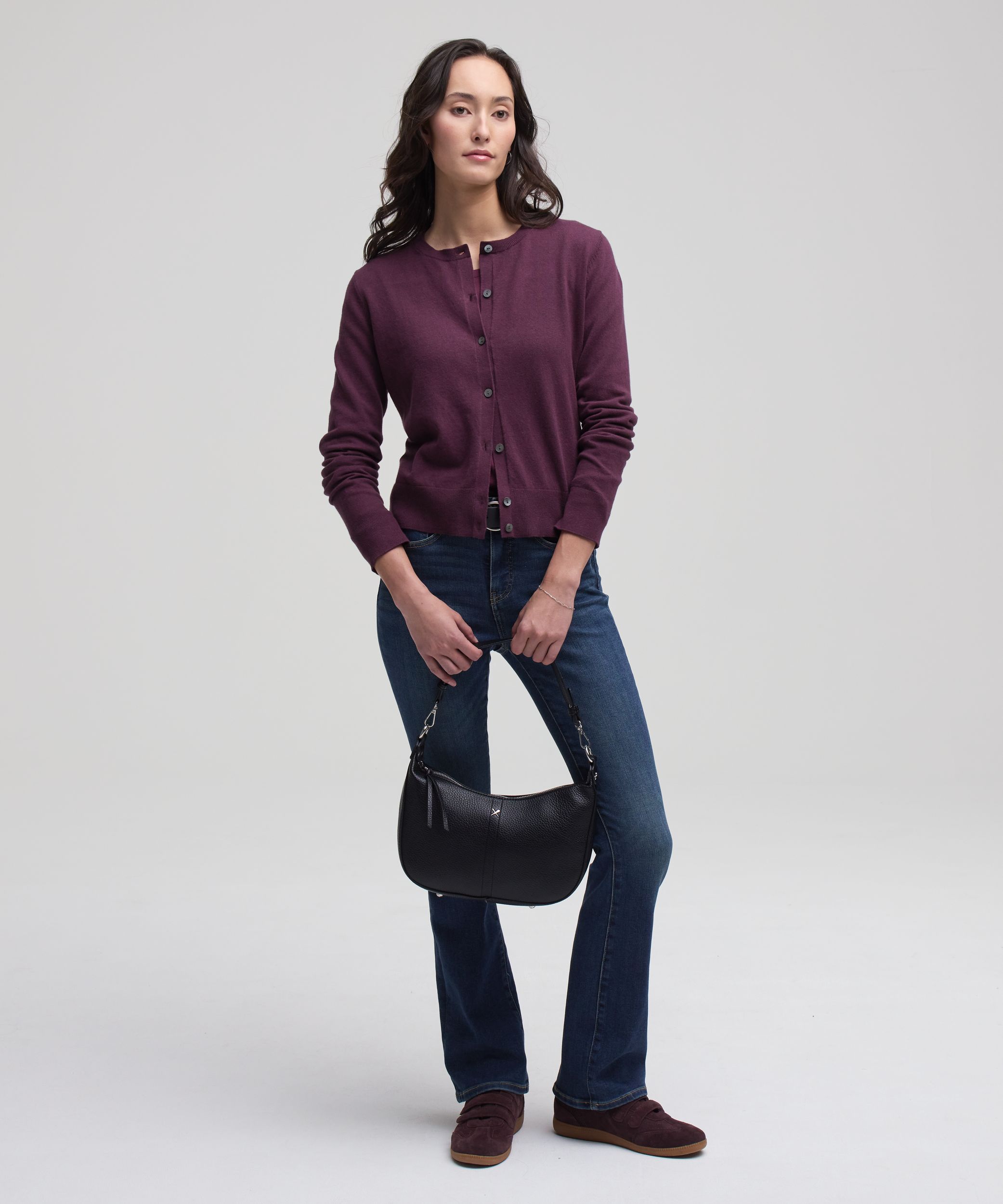 Cardigan boutonné court en coton de tous les jours pour femmes, Denver Hayes
