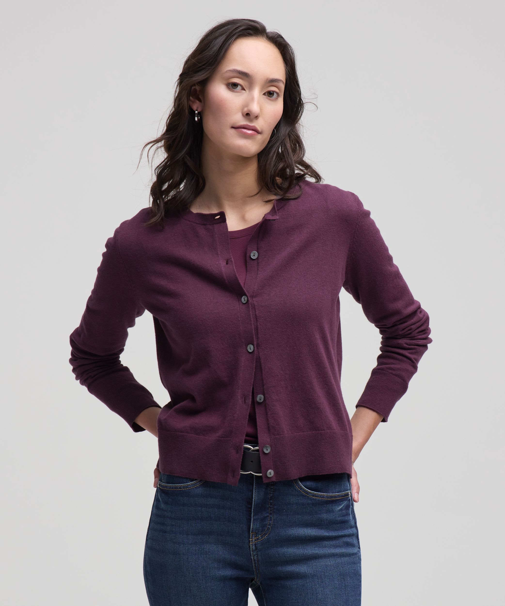 Cardigan boutonné court en coton de tous les jours pour femmes, Denver Hayes
