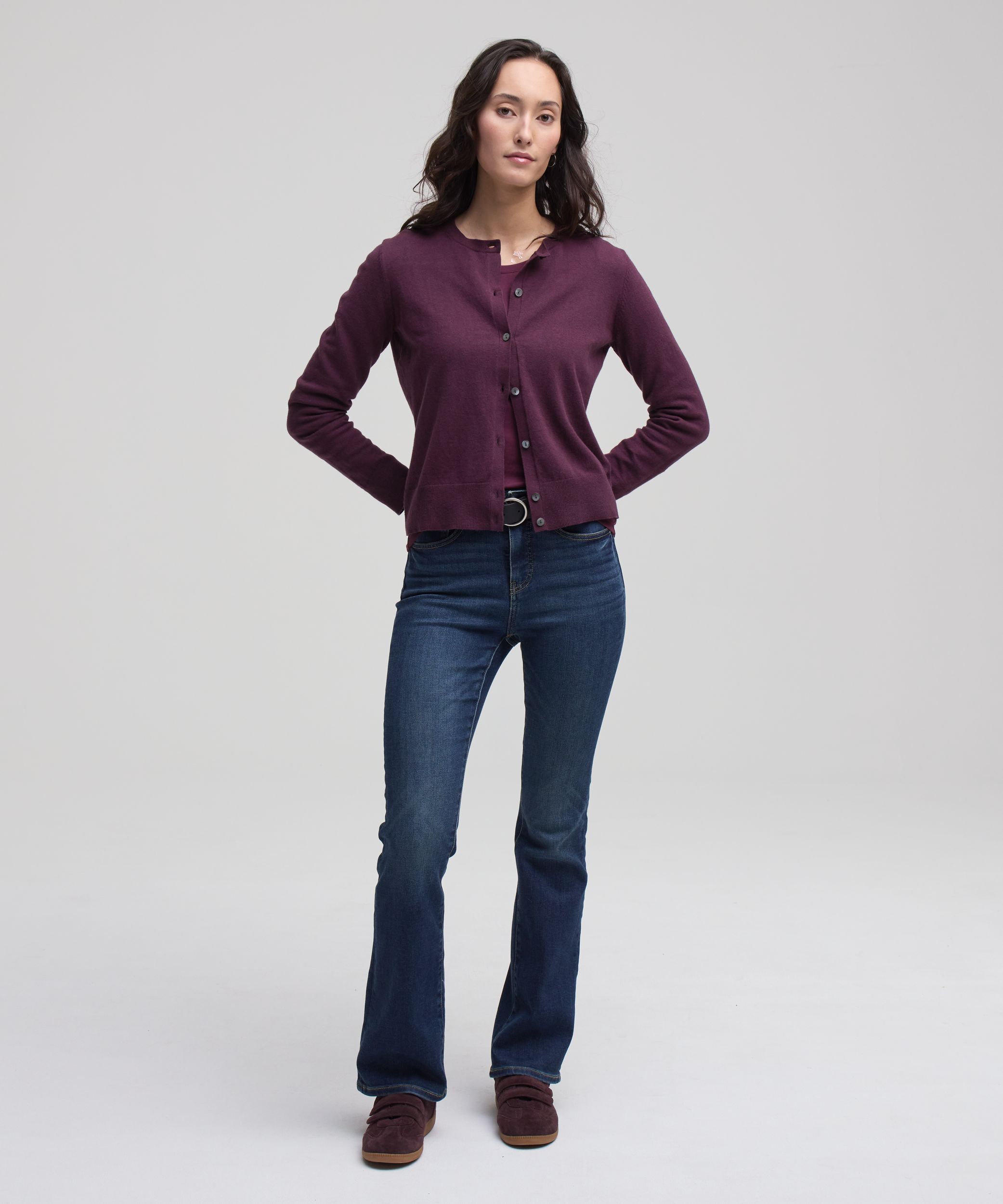Cardigan boutonné court en coton de tous les jours pour femmes, Denver Hayes